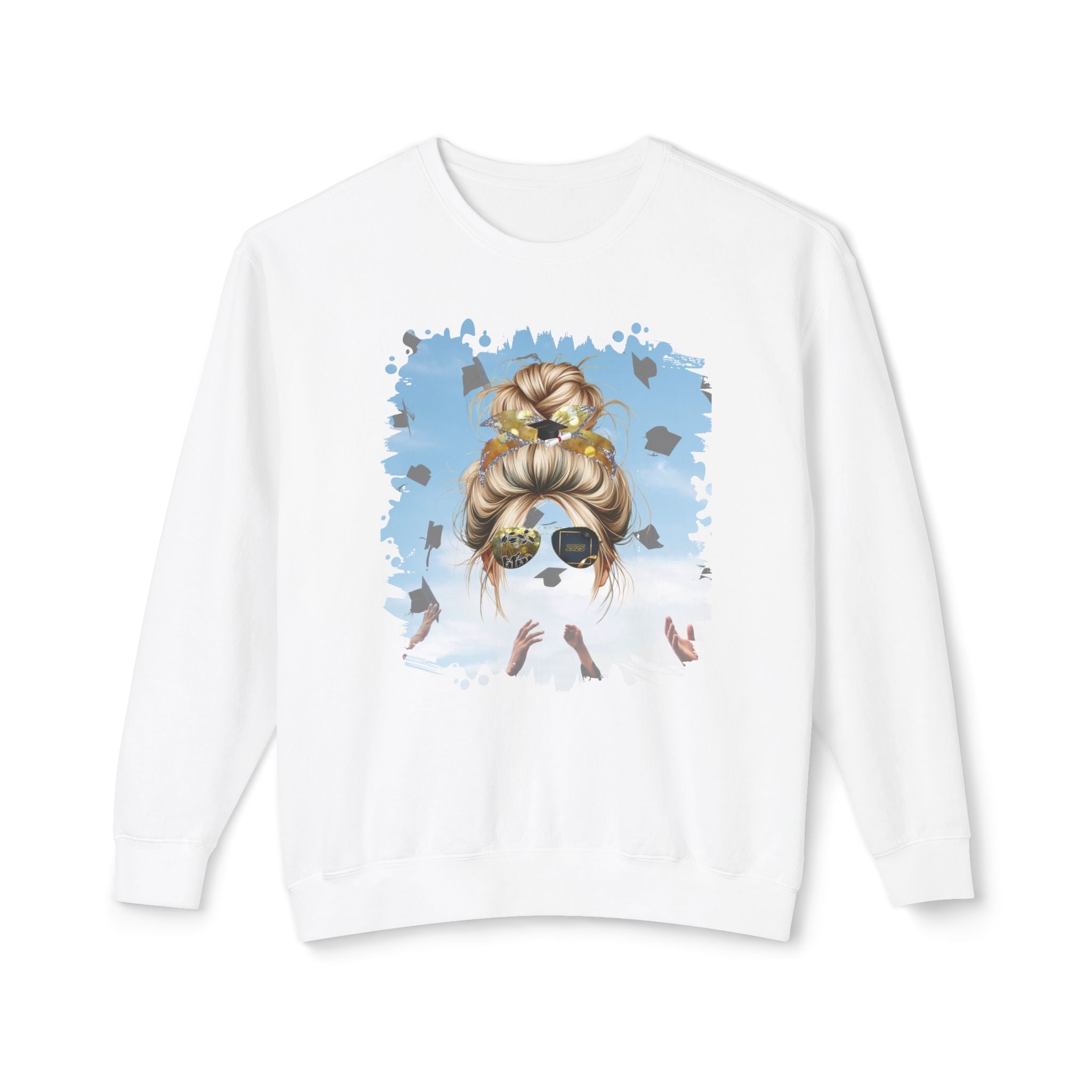 Celebration, Blond Hair Messy Bun, Unisex Lightweight Crewneck Sweatshirt