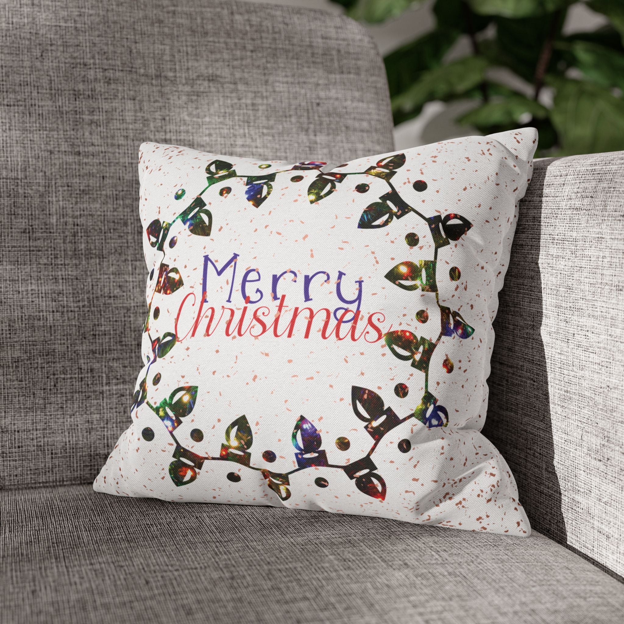 Merry Christmas Christmas Lights, Colored Lights, Throw Pillow Case