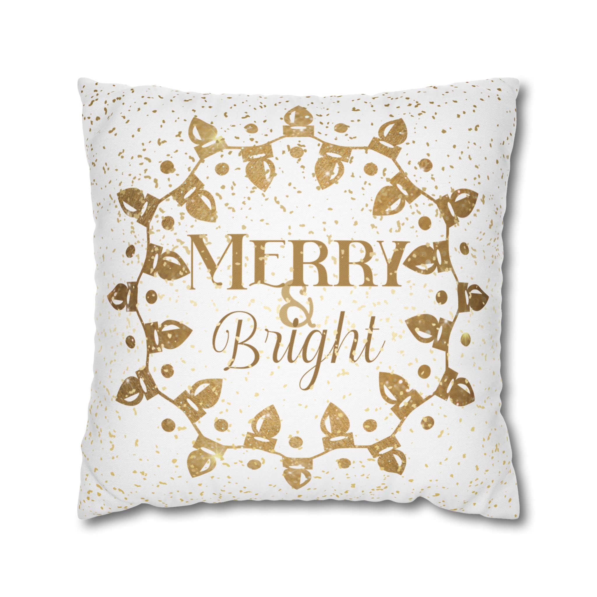 Merry & Bright Christmas Lights, Yellow Lights, Throw Pillow Case