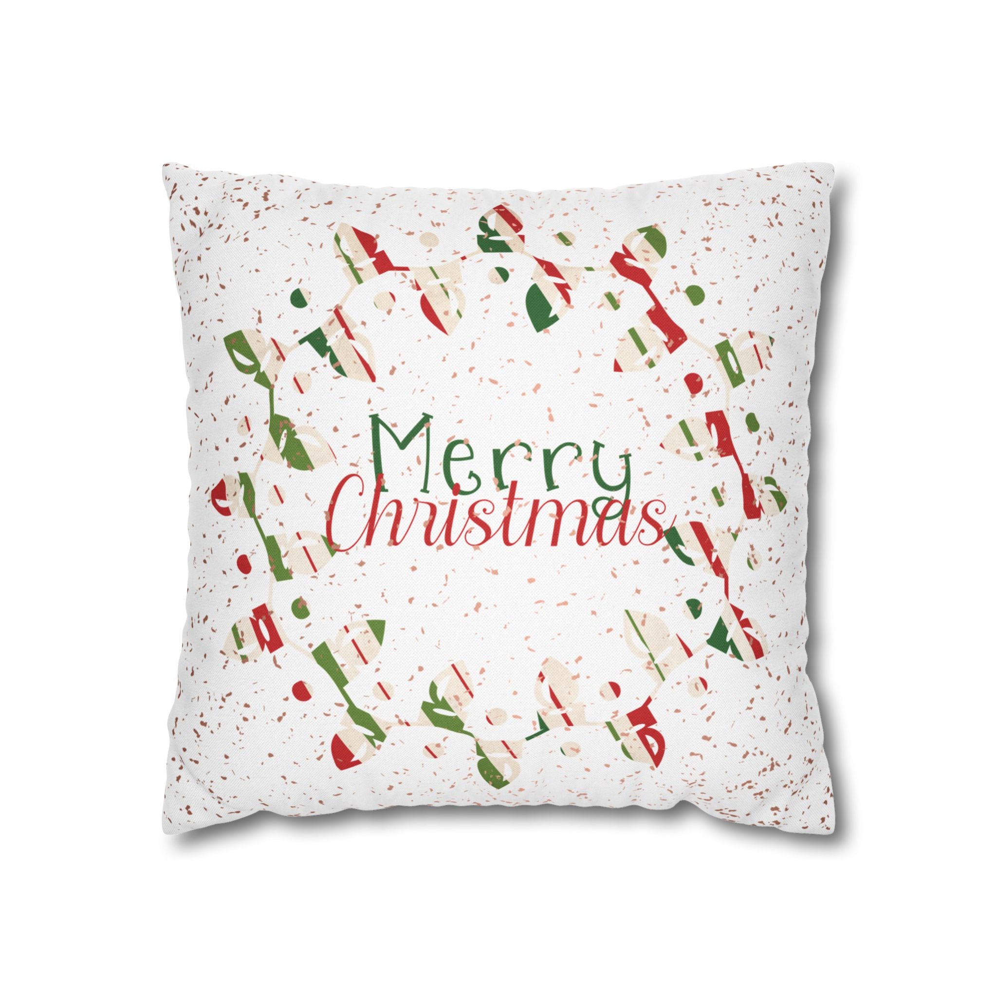 Merry Christmas Christmas Lights, Striped Wrapping Paper, Throw Pillow Case