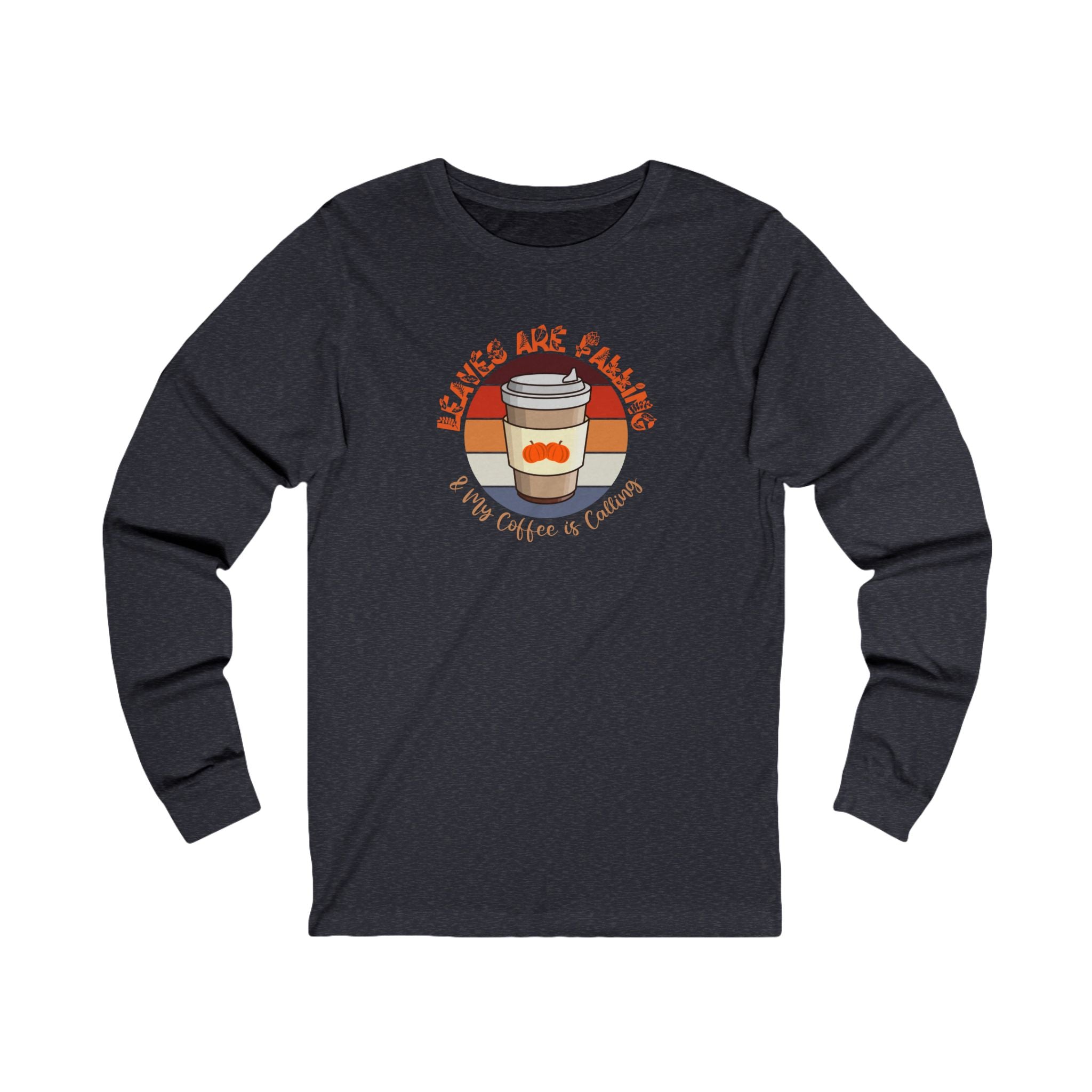 Autumn Brew Cozy Fall Coffee Lover’s Tee, Leaves, Unisex Jersey Long Sleeve Tee