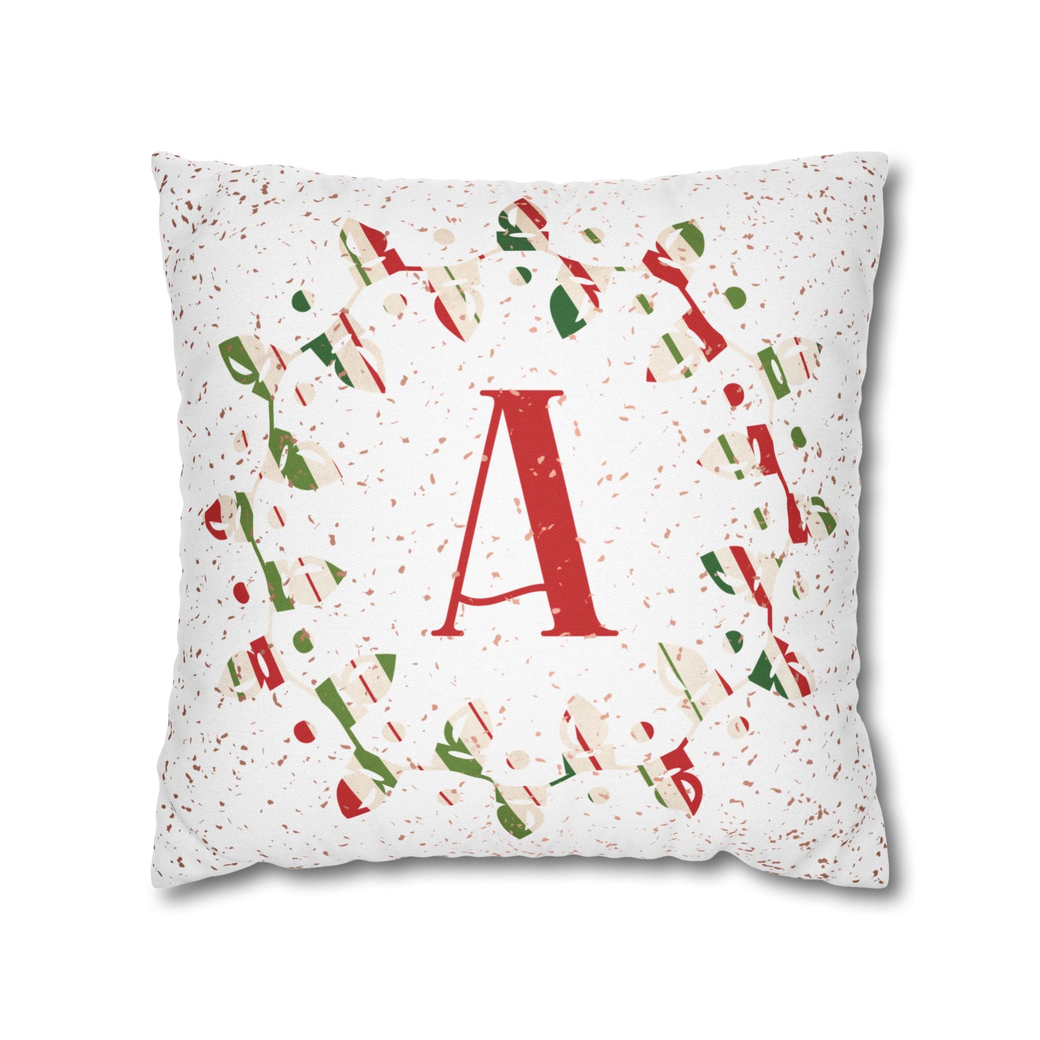 Monogram Christmas Lights, Personalized Monogram, Striped Wrapping Paper, Throw Pillow Case