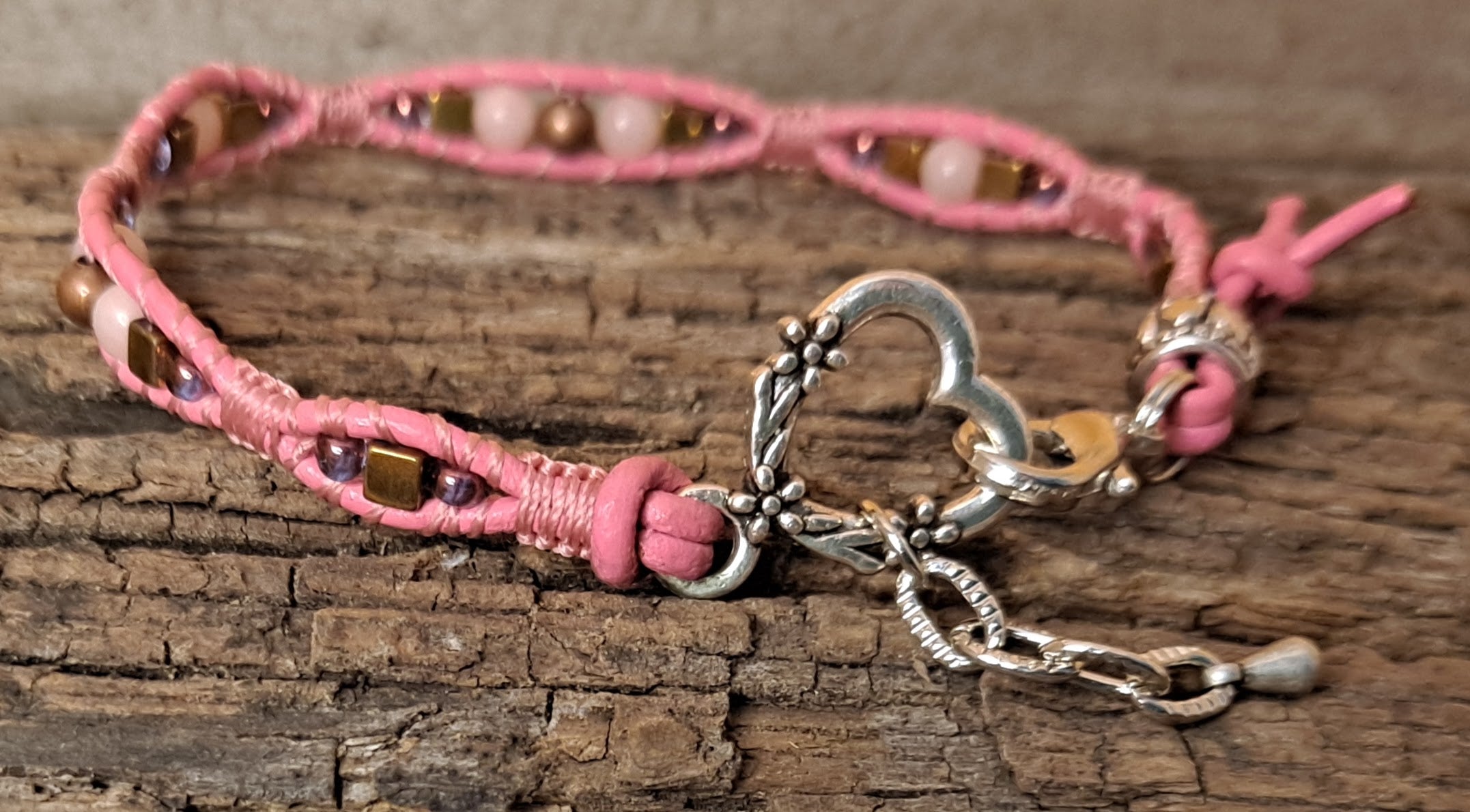 Bracelet Handmade, Single Wrap Leather Bracelet, Opal Beads (J96)