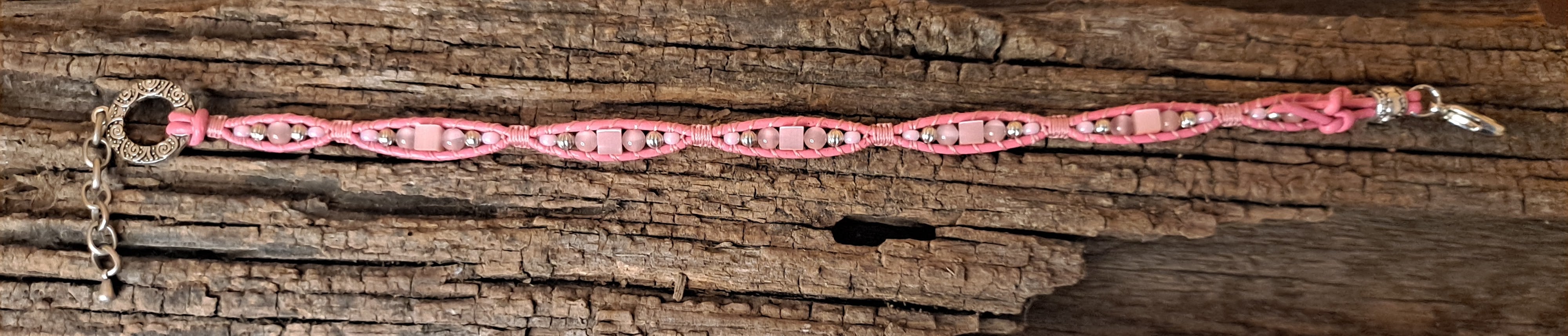 Anklet Handmade, Single Wrap Leather Anklet, Glass Beads (J70)