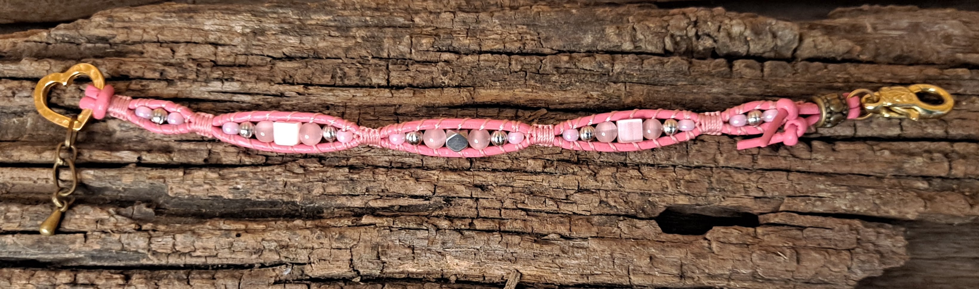Bracelet Handmade, Single Wrap Leather Bracelet, Glass Beads (J98)