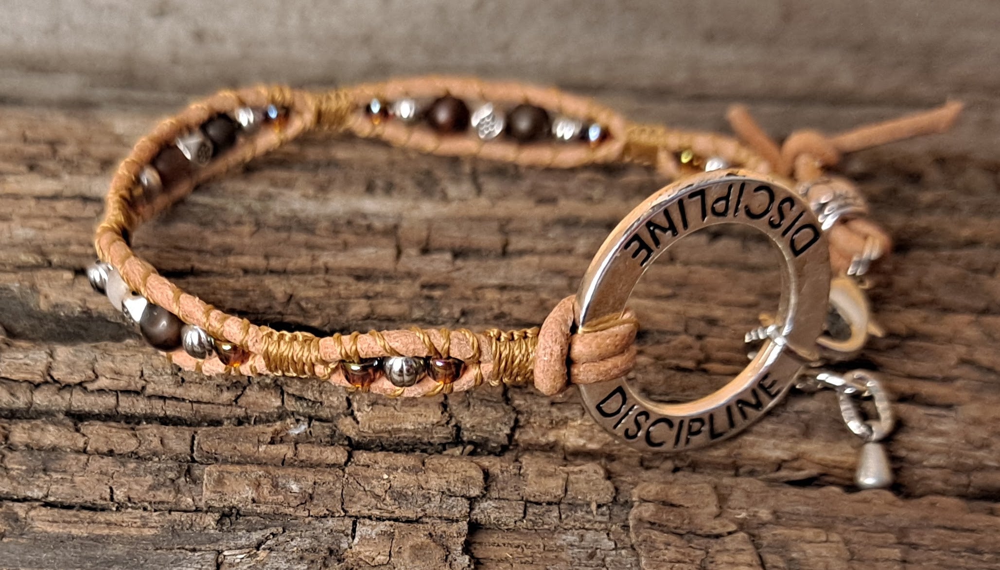 Bracelet Handmade, Single Wrap Leather Bracelet, Agate Beads (J72)