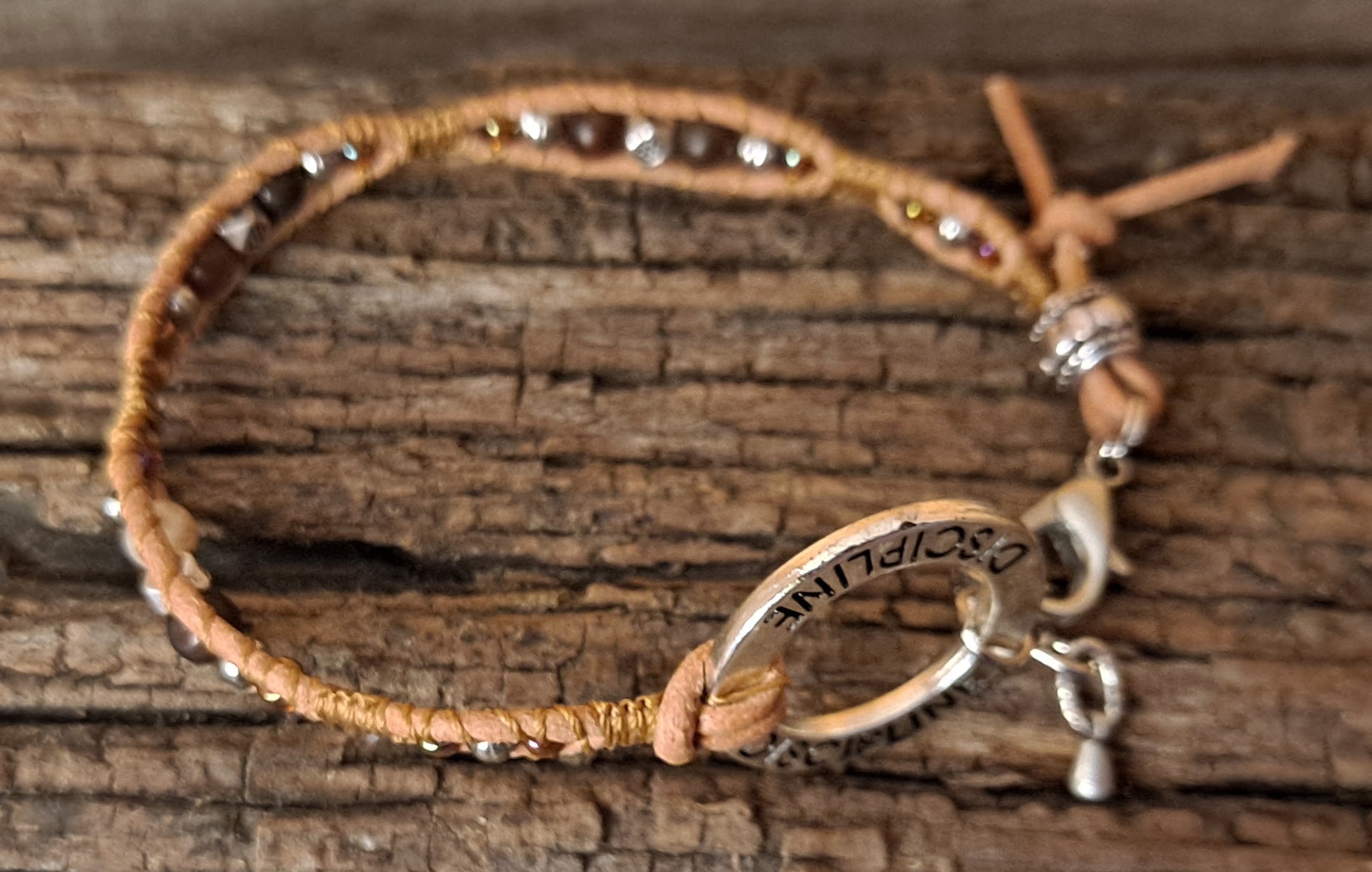 Bracelet Handmade, Single Wrap Leather Bracelet, Agate Beads (J72)