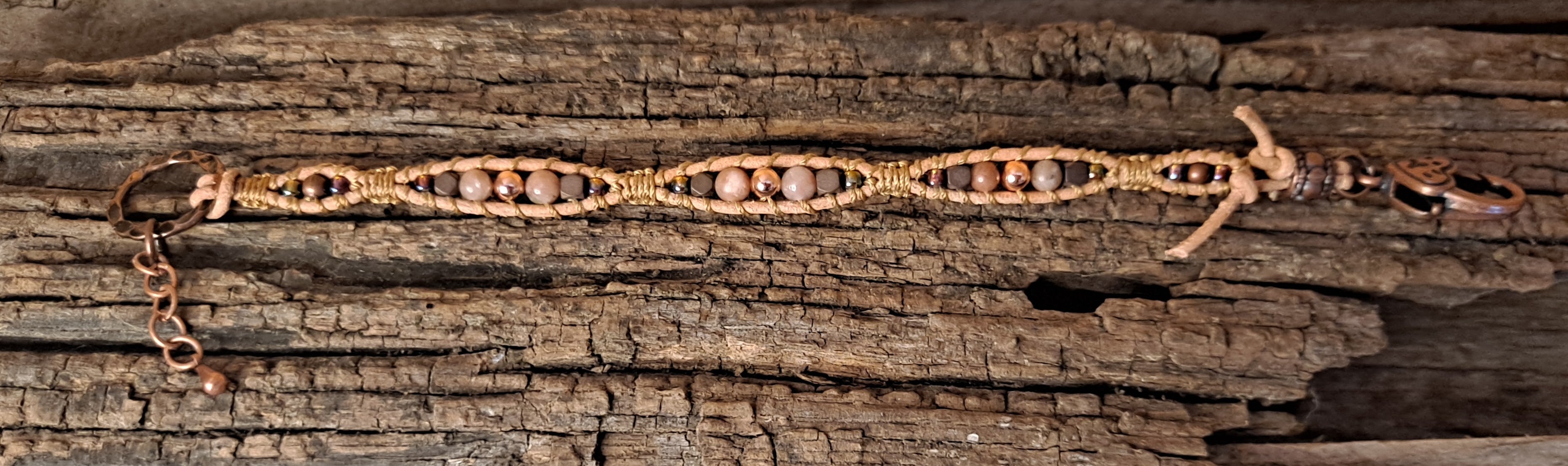 Bracelet Handmade, Single Wrap Leather Bracelet, Jasper Beads (J6)