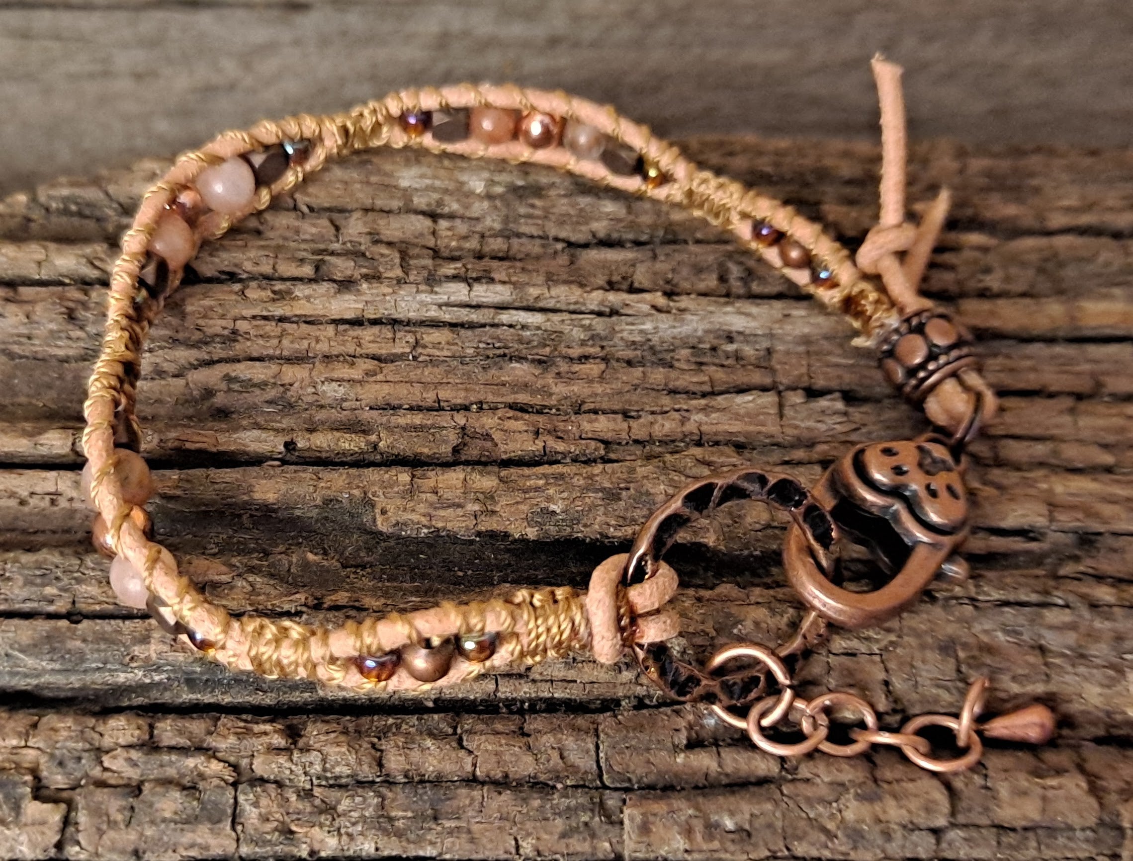 Bracelet Handmade, Single Wrap Leather Bracelet, Jasper Beads (J6)