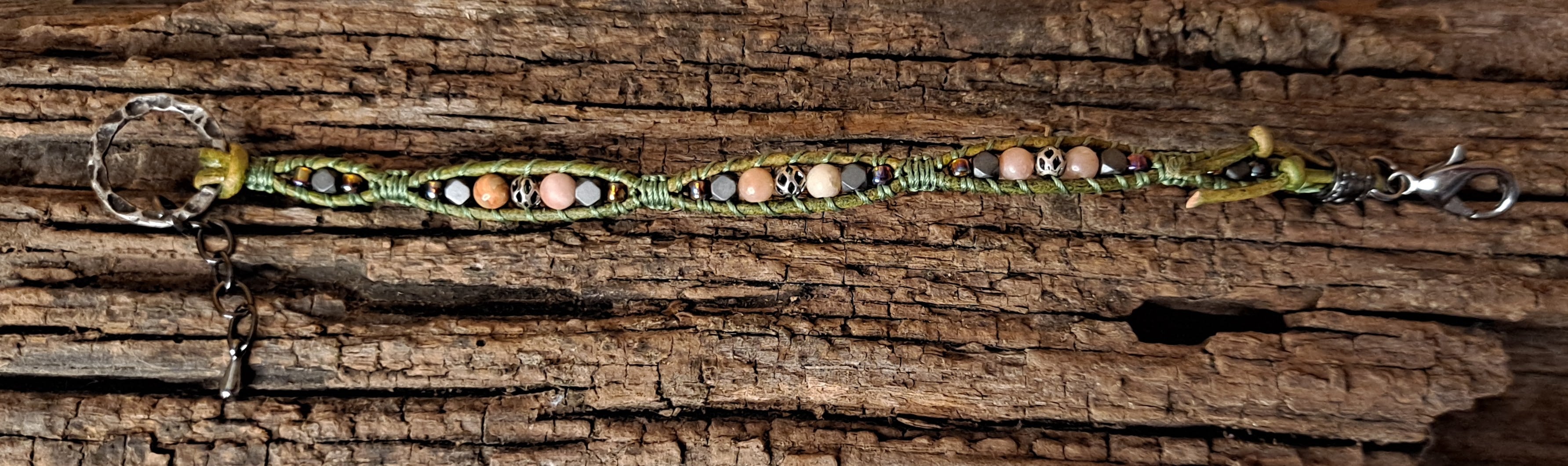Bracelet Handmade, Single Wrap Leather Bracelet, Jasper Beads (J8)