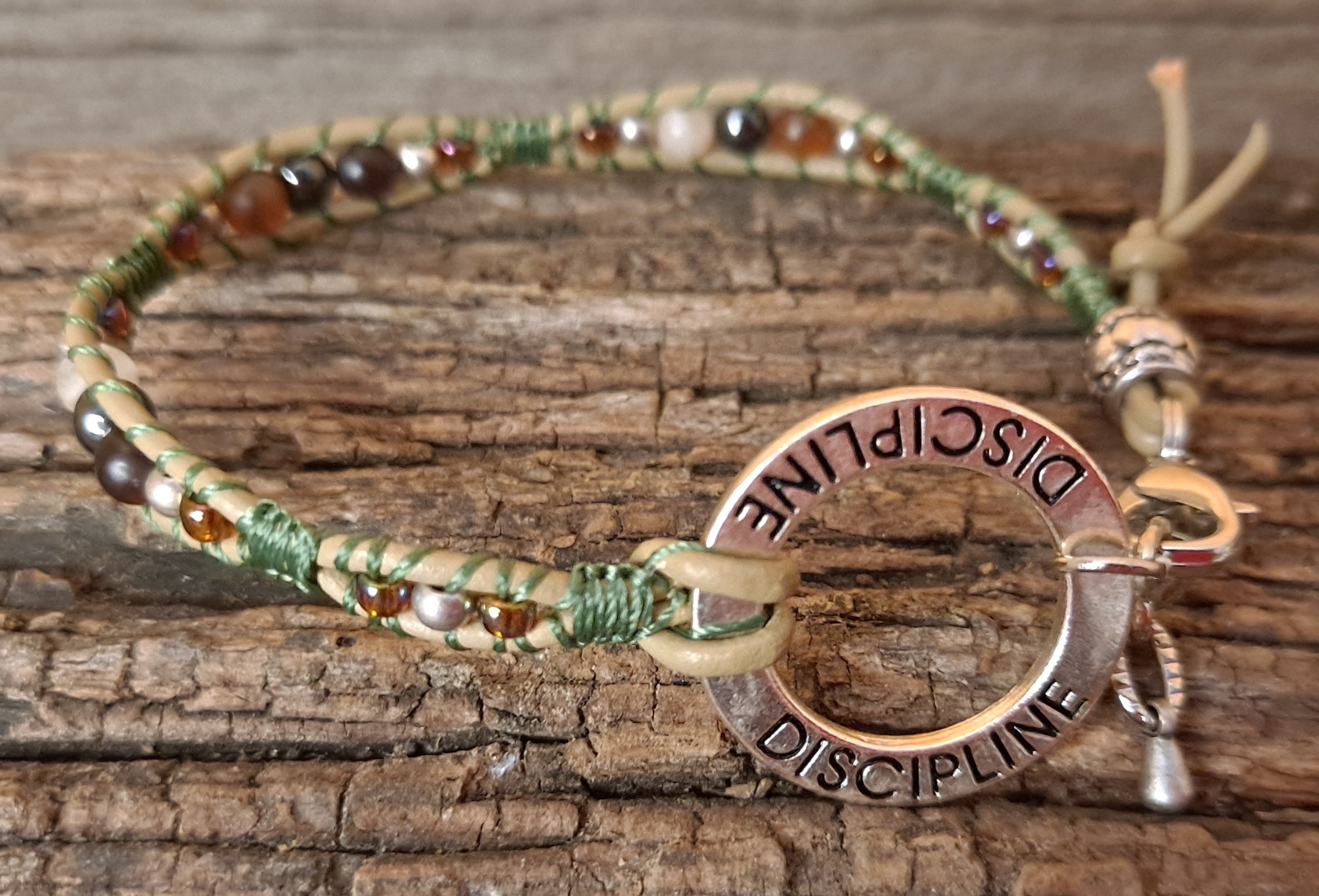 Bracelet Handmade, Single Wrap Leather Bracelet, Agate Beads (J86)