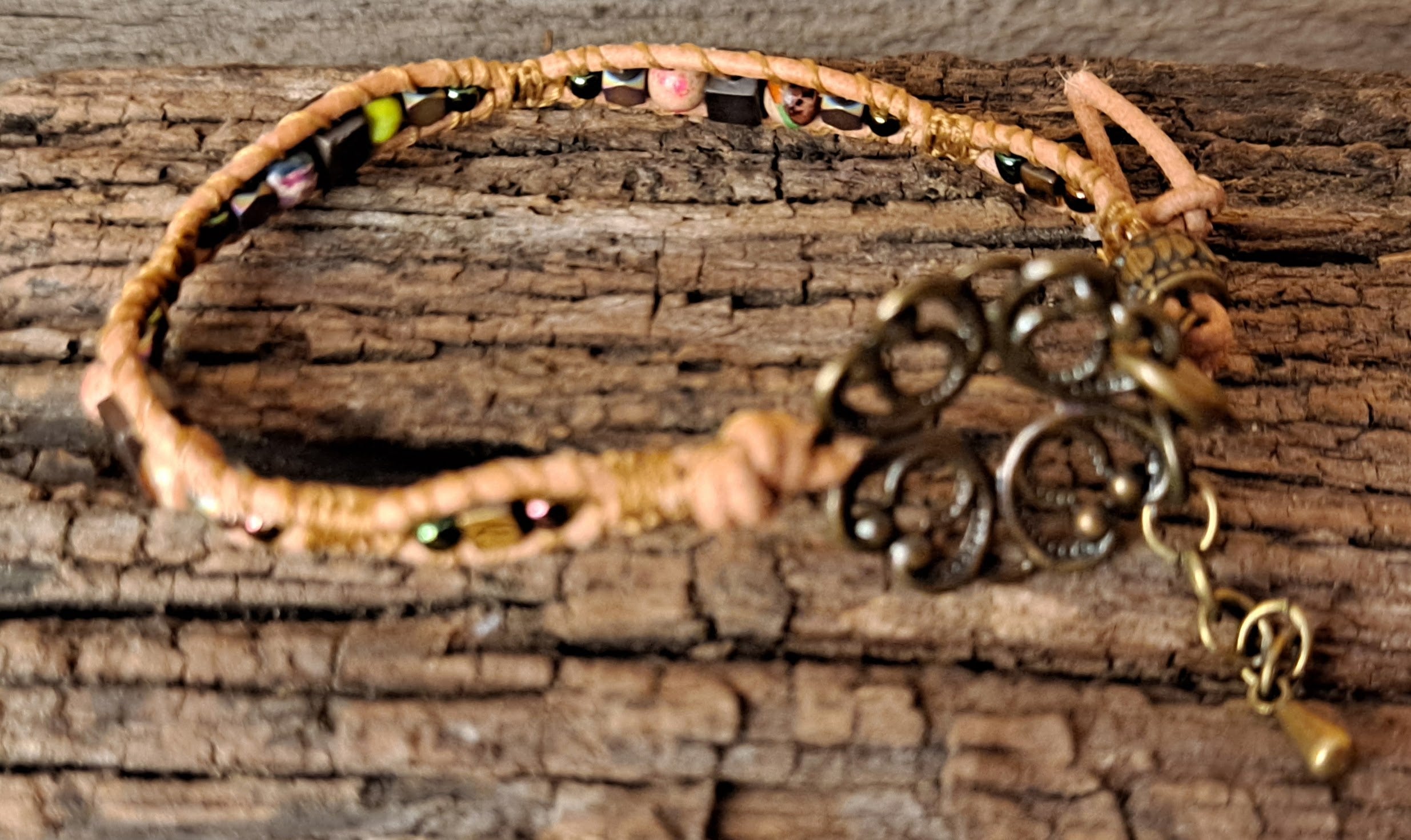 Bracelet Handmade, Single Wrap Leather Bracelet, Jasper Beads (C43)