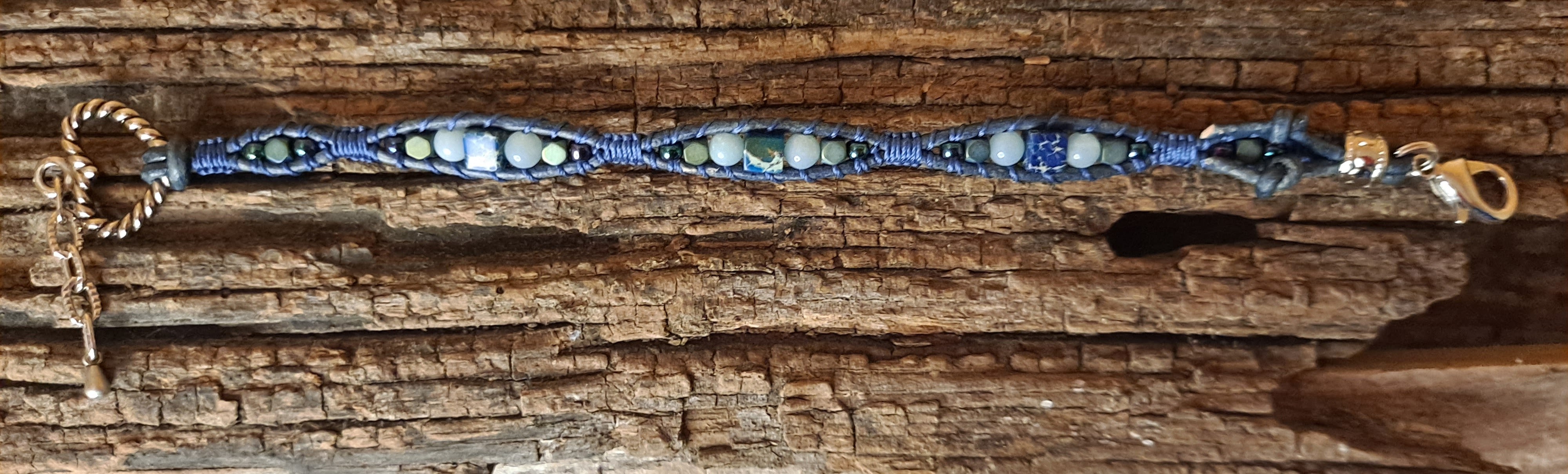 Bracelet Handmade, Single Wrap Leather Bracelet, Amazonite Beads (G17)