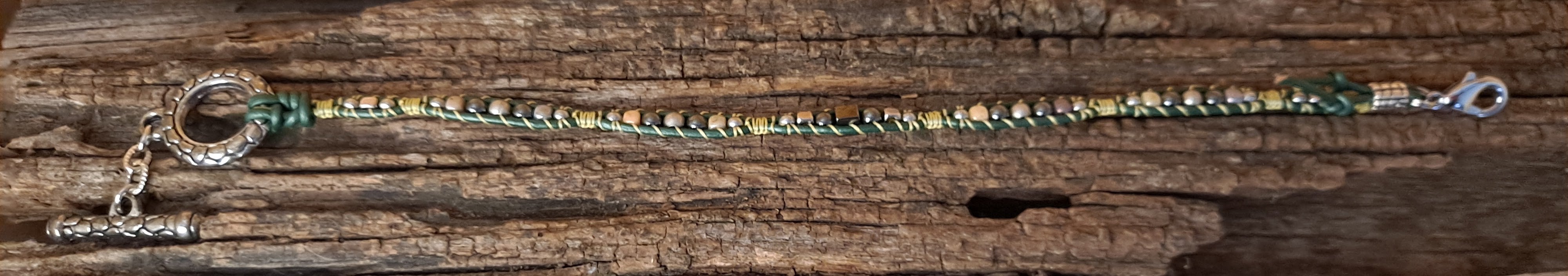 Anklet Handmade, Single Wrap Leather Anklet, Hemalyke Beads (E16)
