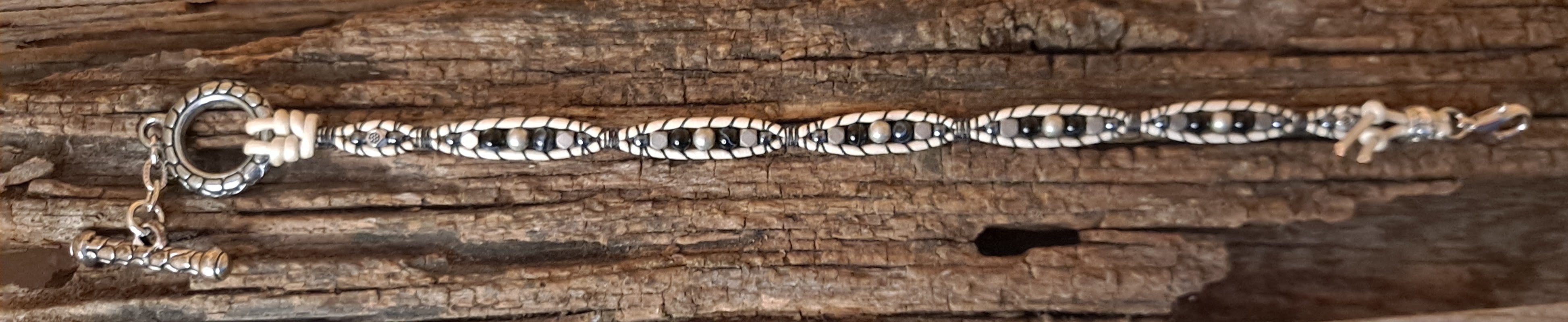 Anklet Handmade, Single Wrap Leather Anklet, Sardonyx Beads (B26)