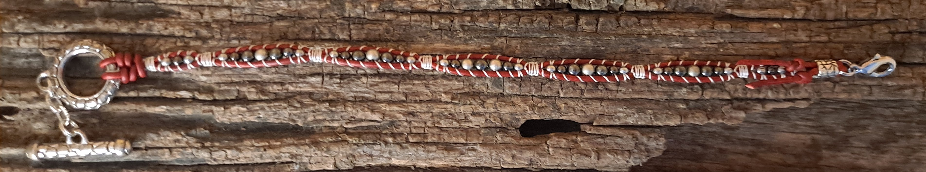 Anklet Handmade, Single Wrap Leather Anklet, Hemalyke Beads (C37)