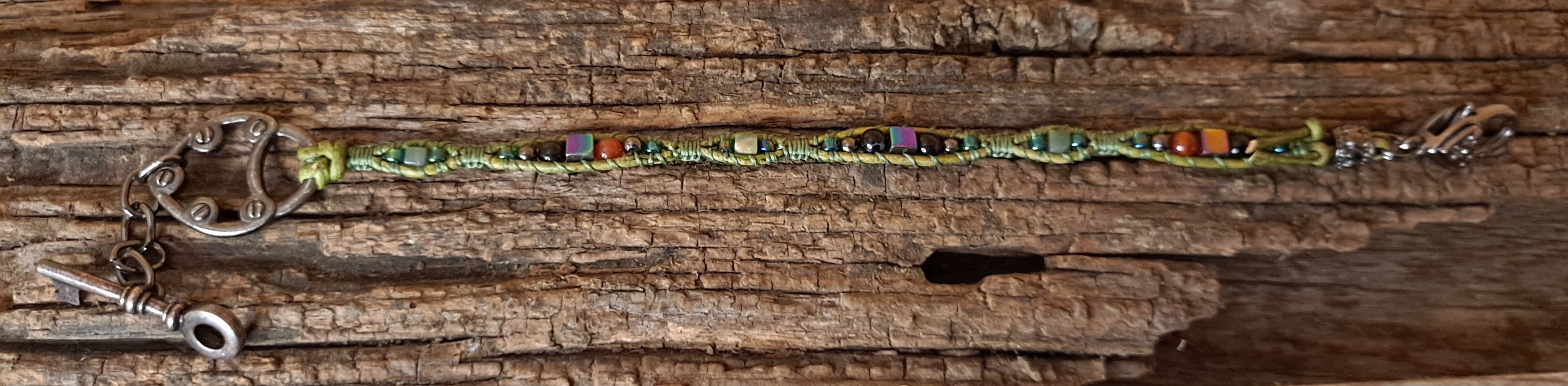 Bracelet Handmade, Single Wrap Leather Bracelet, Gemstone Mix Beads (C50)