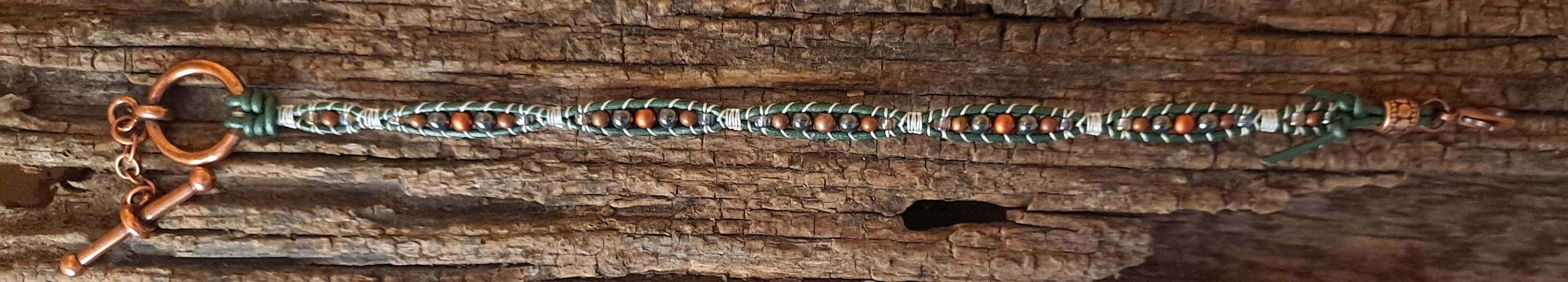 Anklet Handmade, Single Wrap Leather Anklet, Hemalyke Beads (C42)