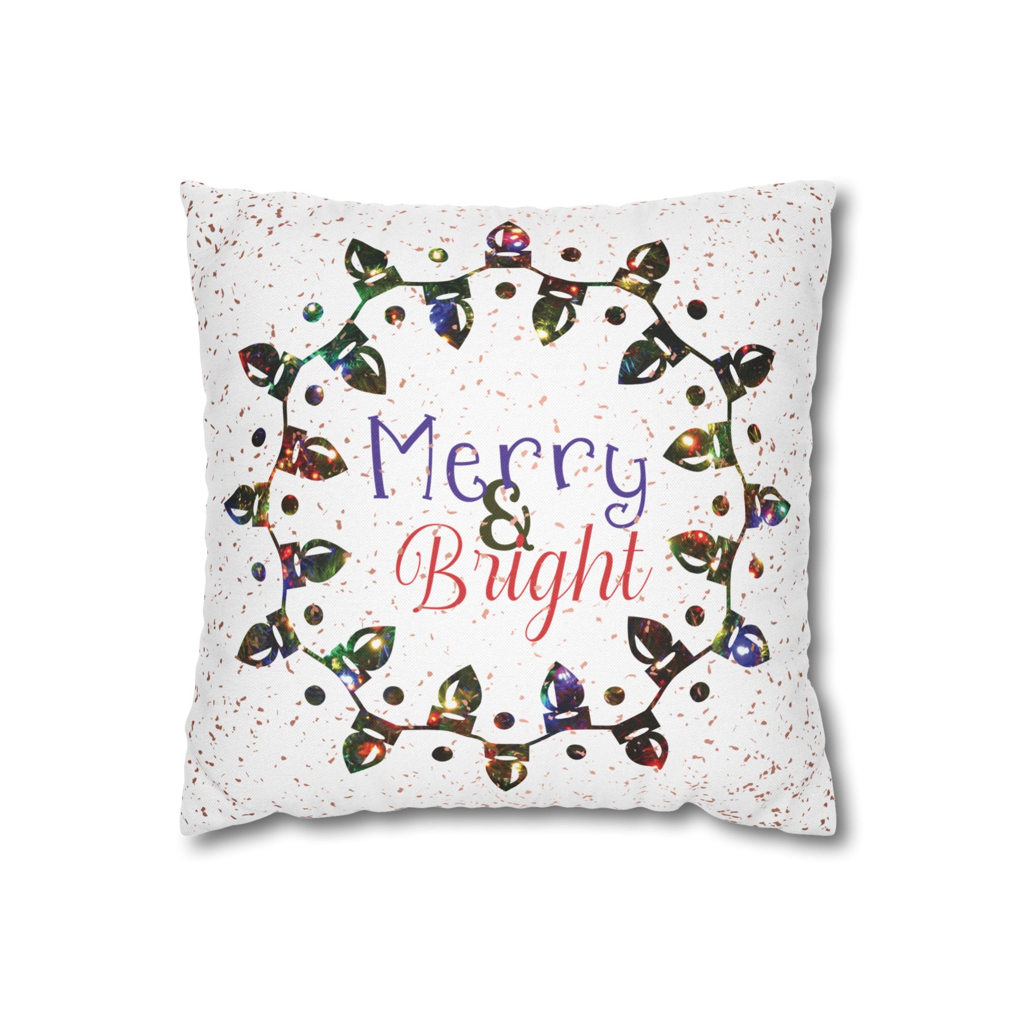 Merry & Bright Christmas Lights, Colored Lights, Throw Pillow Case