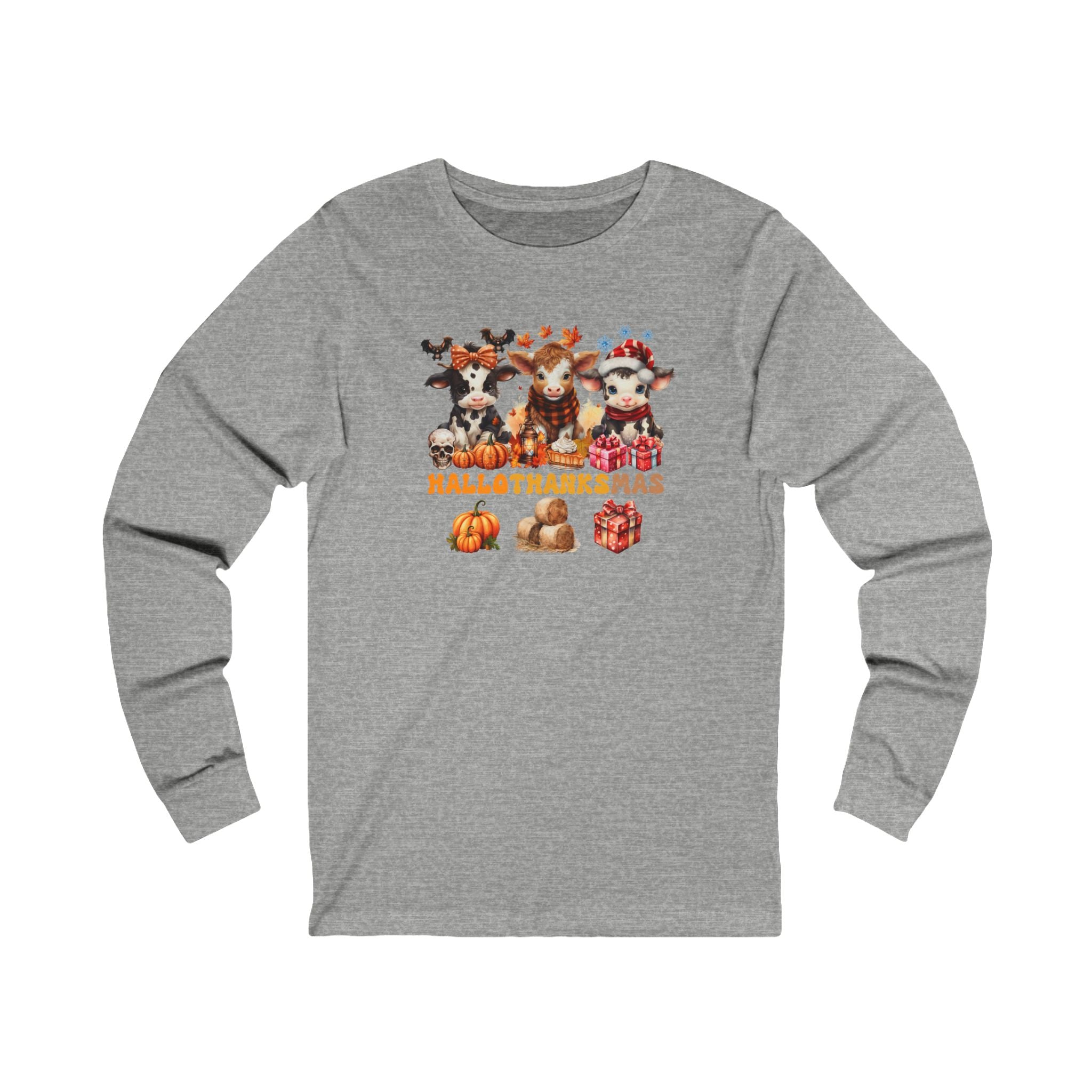 Spooky to Jolly - All-Season Celebration HalloThanksMas Tee (6), Unisex Jersey Long Sleeve Tee