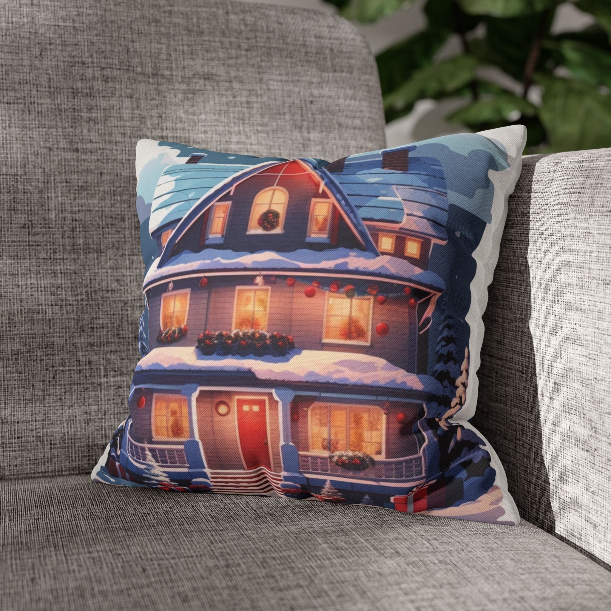 Vintage Holiday Home, Throw Pillow Case