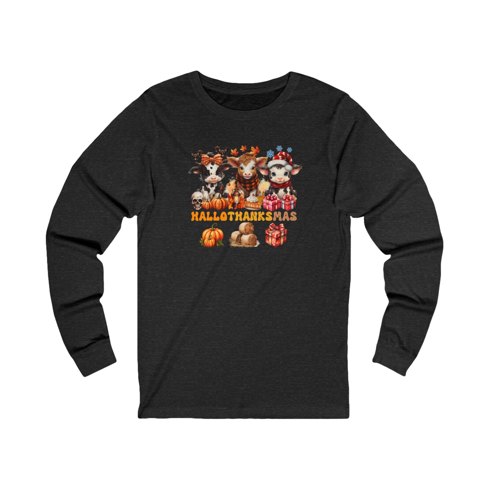 Spooky to Jolly - All-Season Celebration HalloThanksMas Tee (6), Unisex Jersey Long Sleeve Tee