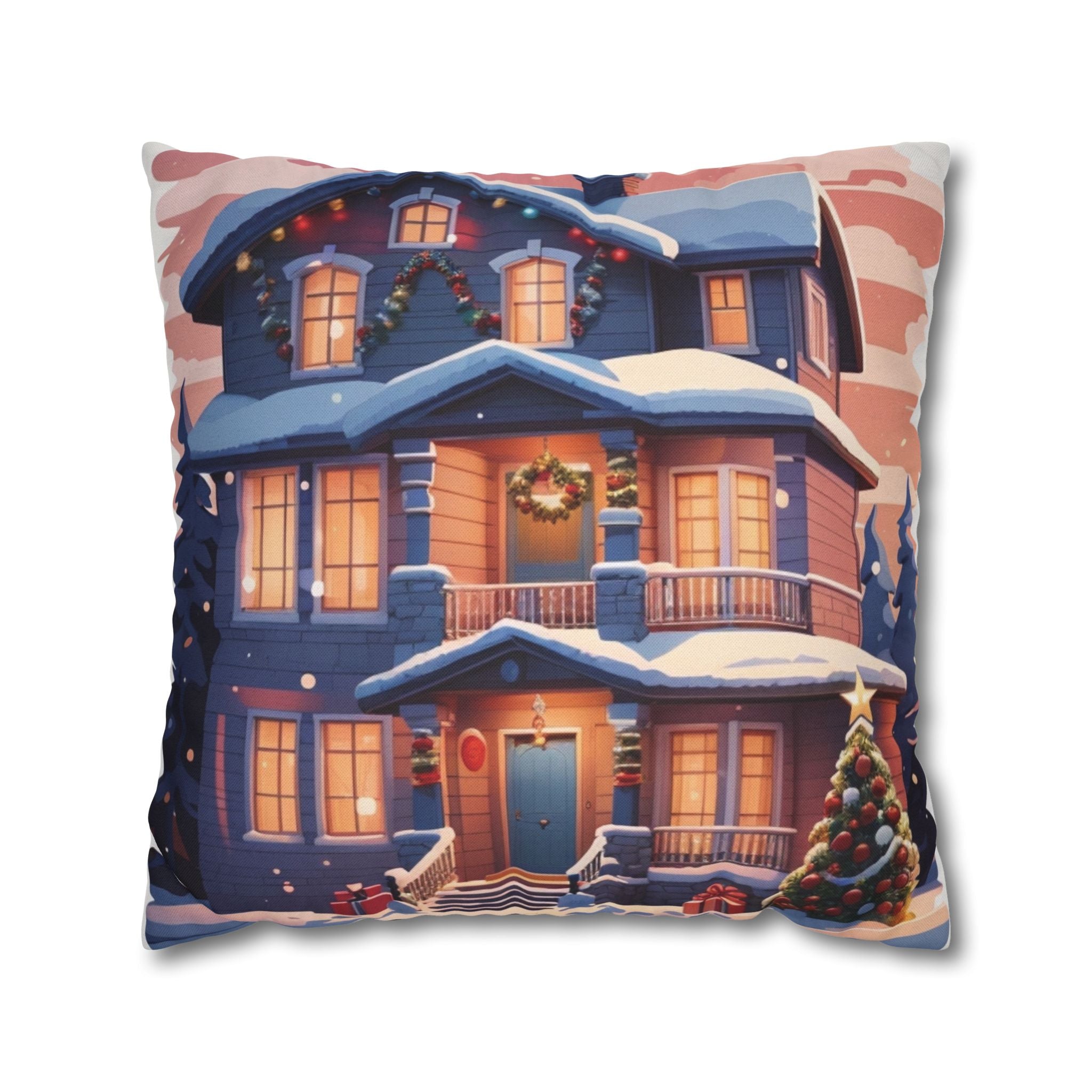 Vintage Holiday Home, Throw Pillow Case