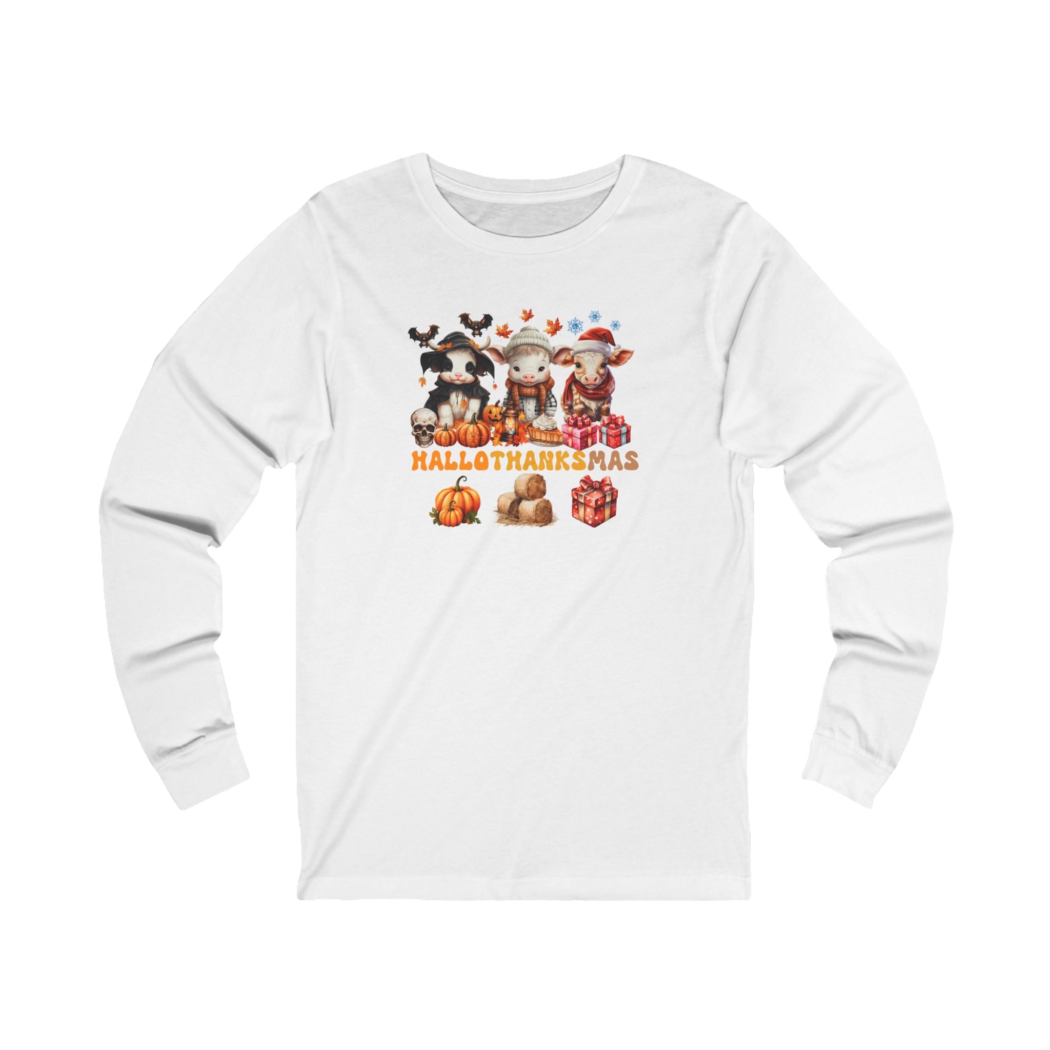 Spooky to Jolly - All-Season Celebration HalloThanksMas Tee (1), Unisex Jersey Long Sleeve Tee