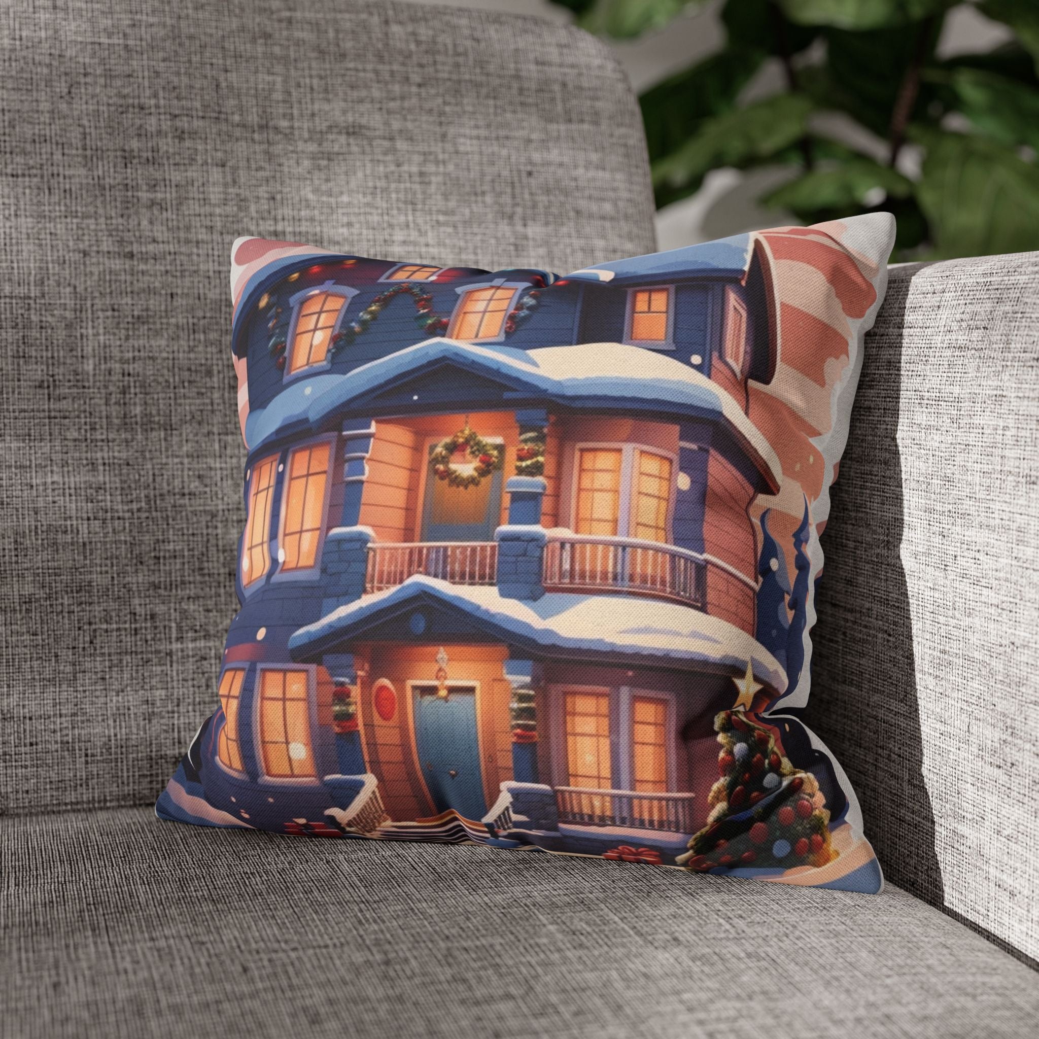 Vintage Holiday Home, Throw Pillow Case