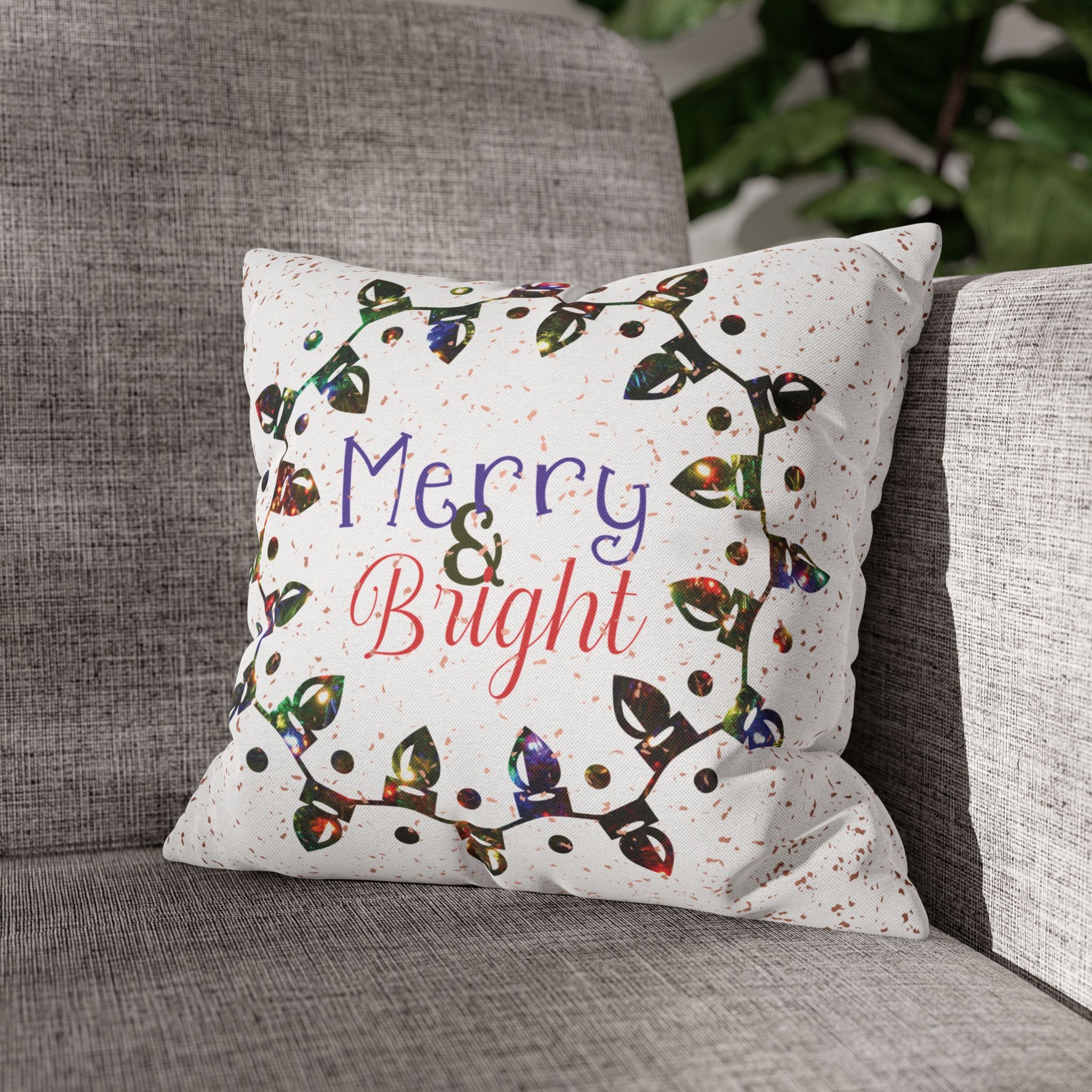 Merry & Bright Christmas Lights, Colored Lights, Throw Pillow Case