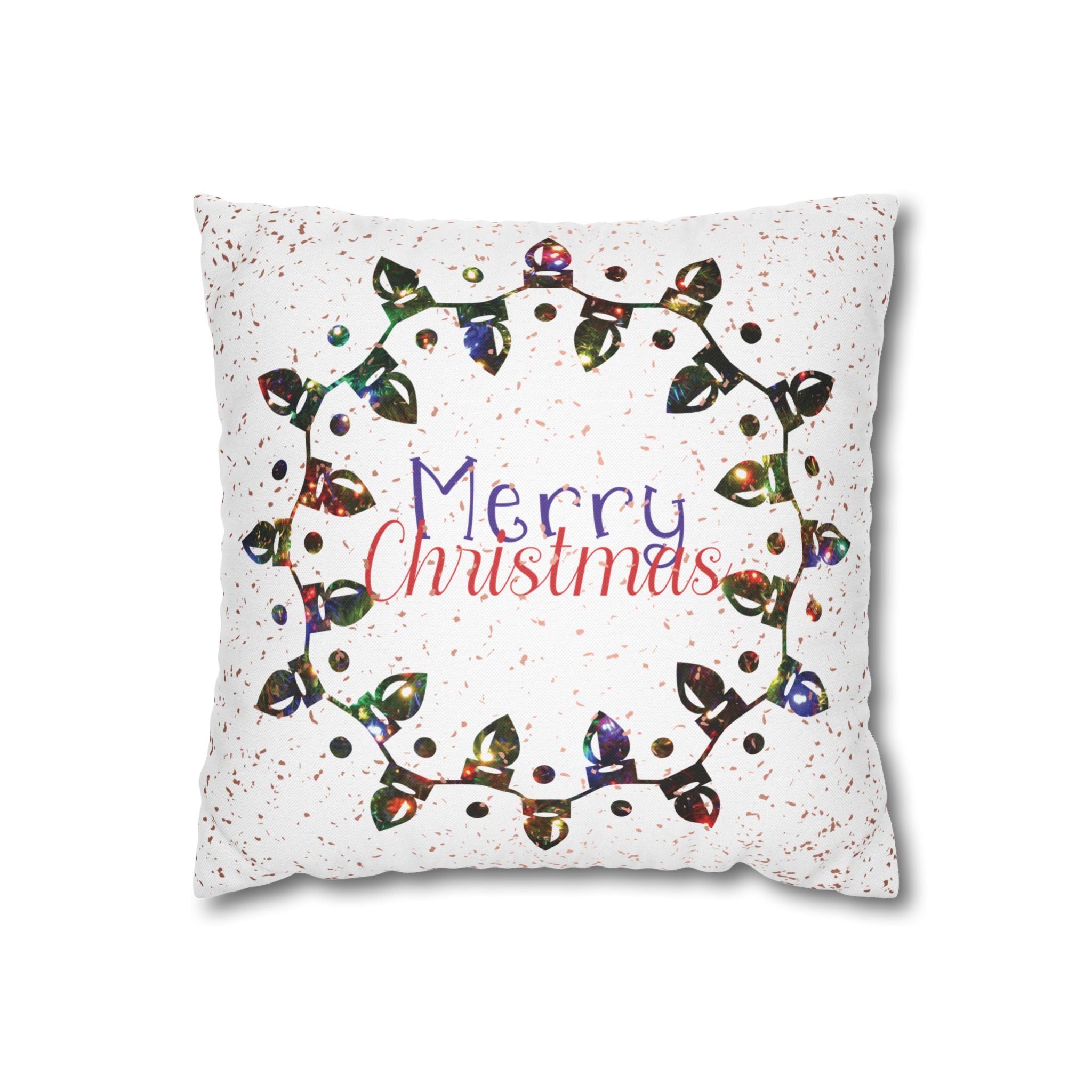 Merry Christmas Christmas Lights, Colored Lights, Throw Pillow Case