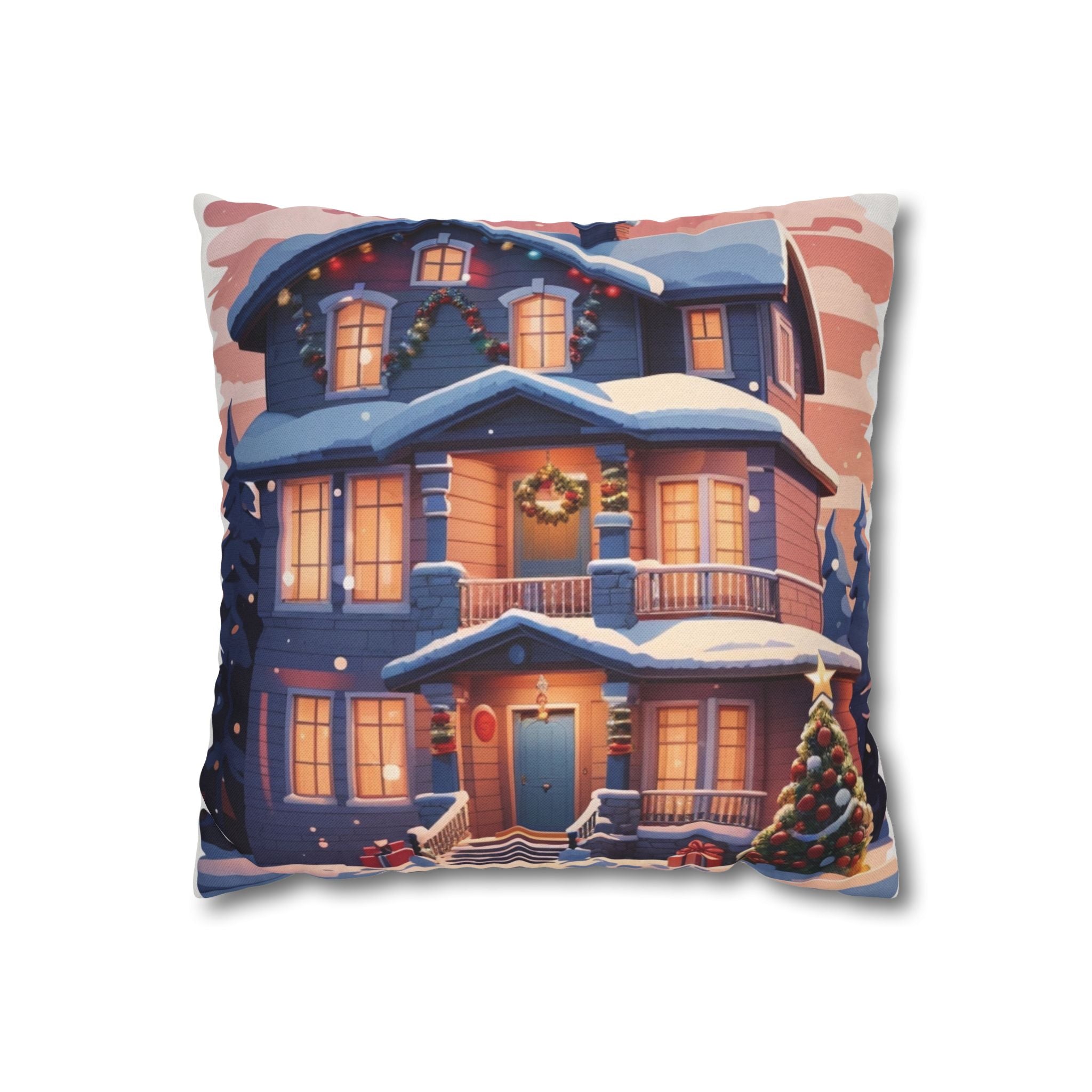 Vintage Holiday Home, Throw Pillow Case