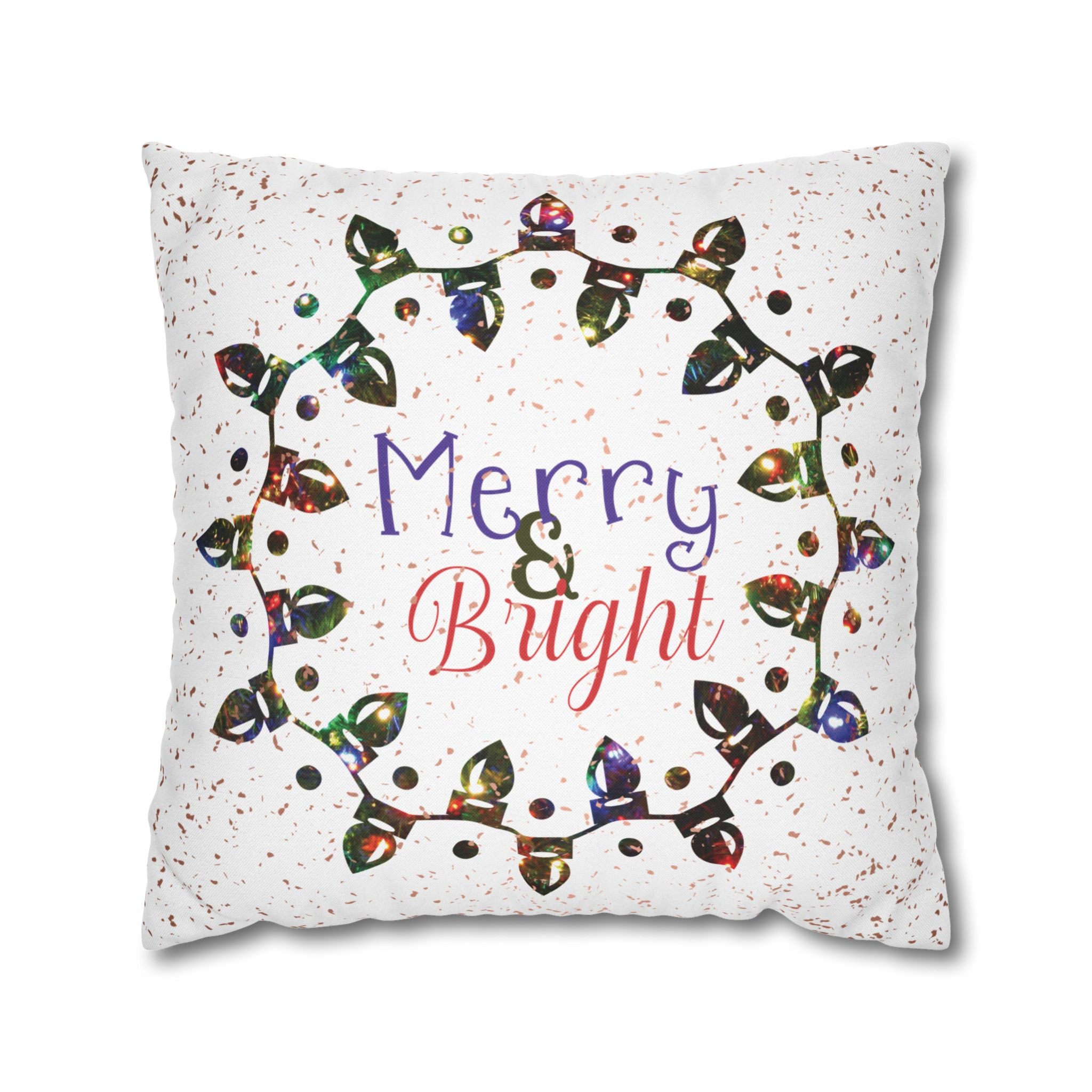 Merry & Bright Christmas Lights, Colored Lights, Throw Pillow Case