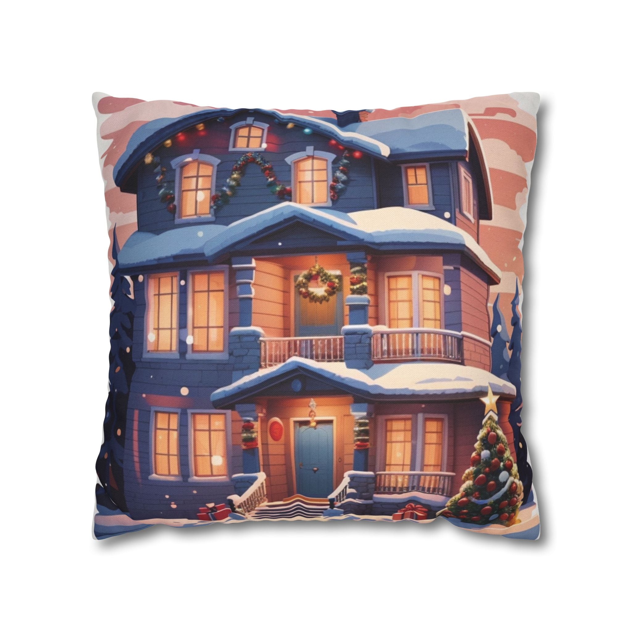 Vintage Holiday Home, Throw Pillow Case