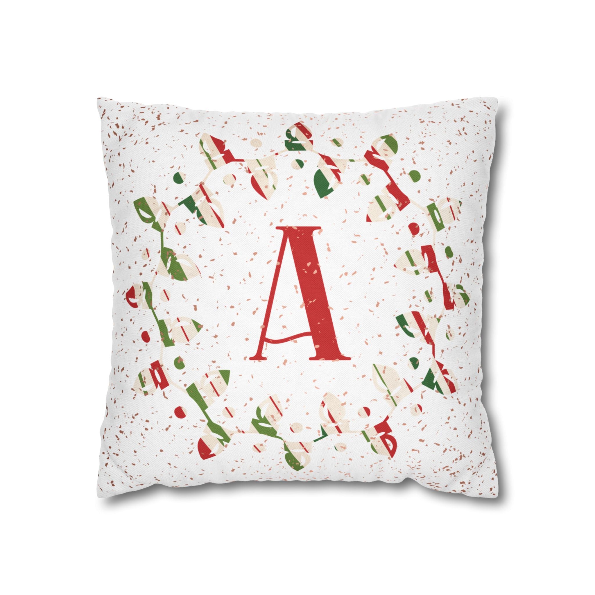 Monogram Christmas Lights, Personalized Monogram, Striped Wrapping Paper, Throw Pillow Case