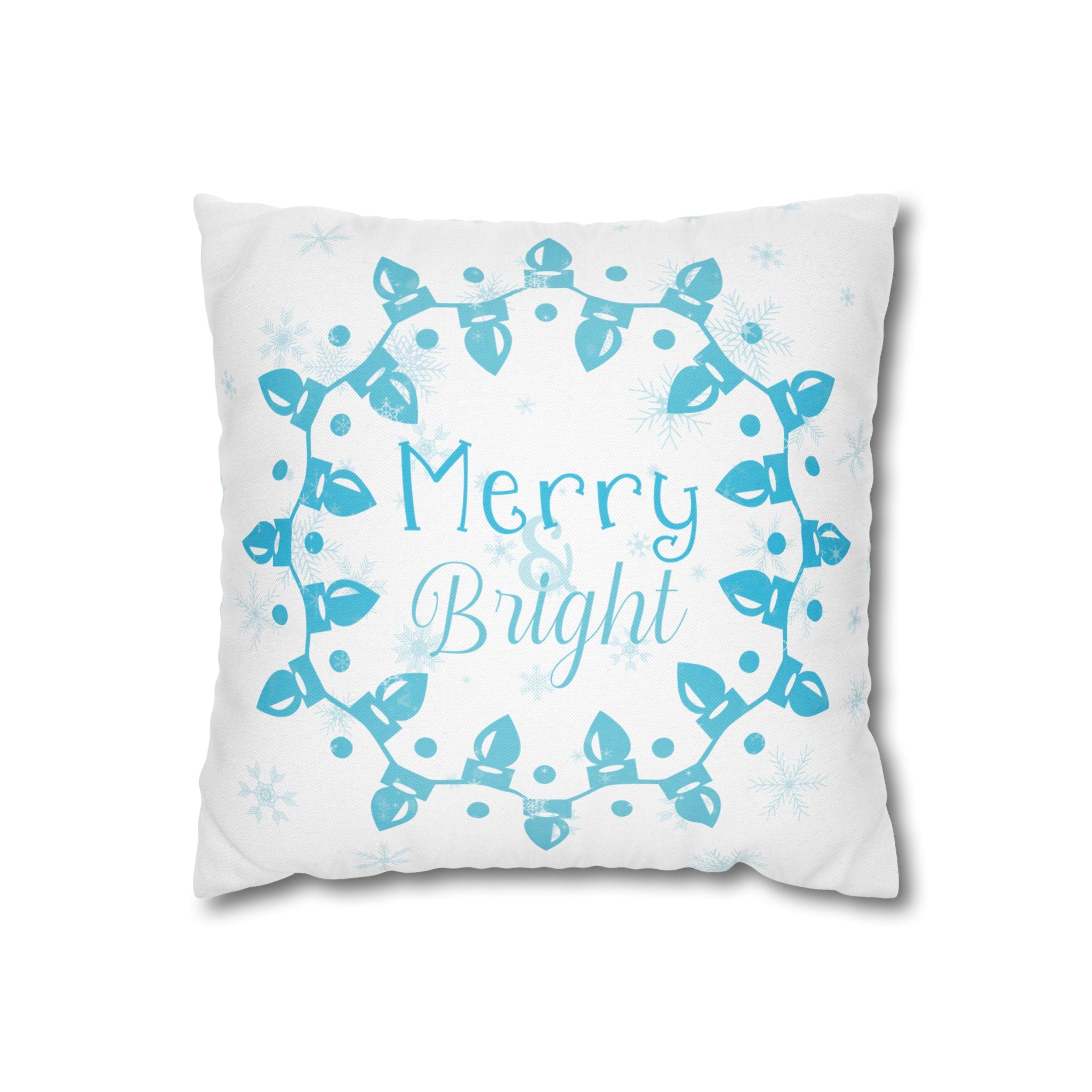 Merry & Bright Christmas Lights, Blue Lights, Throw Pillow Case