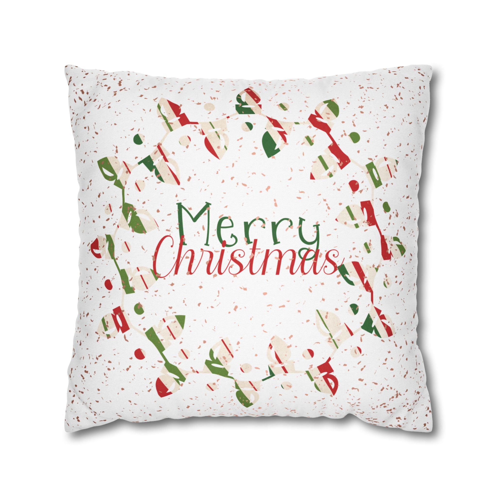 Merry Christmas Christmas Lights, Striped Wrapping Paper, Throw Pillow Case