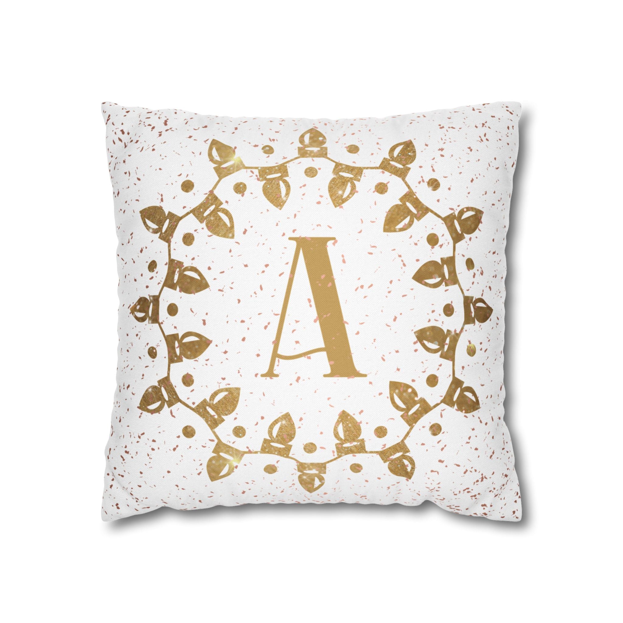 Monogram Christmas Lights, Personalized Monogram, Yellow Lights, Throw Pillow Case