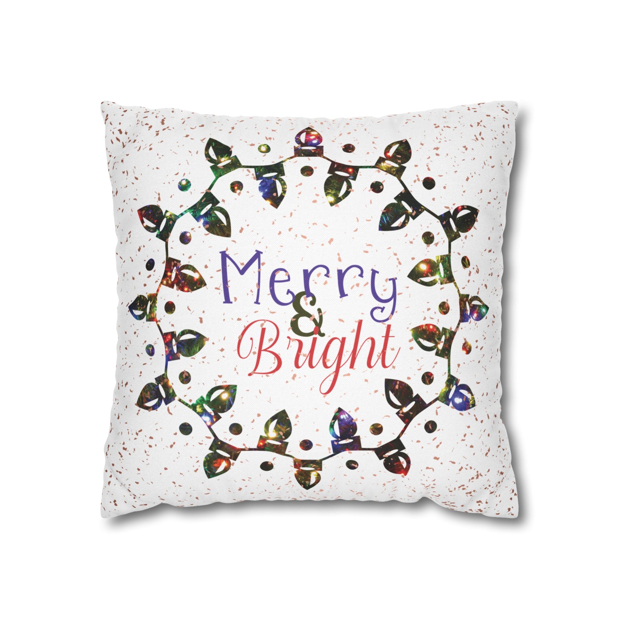 Merry & Bright Christmas Lights, Colored Lights, Throw Pillow Case