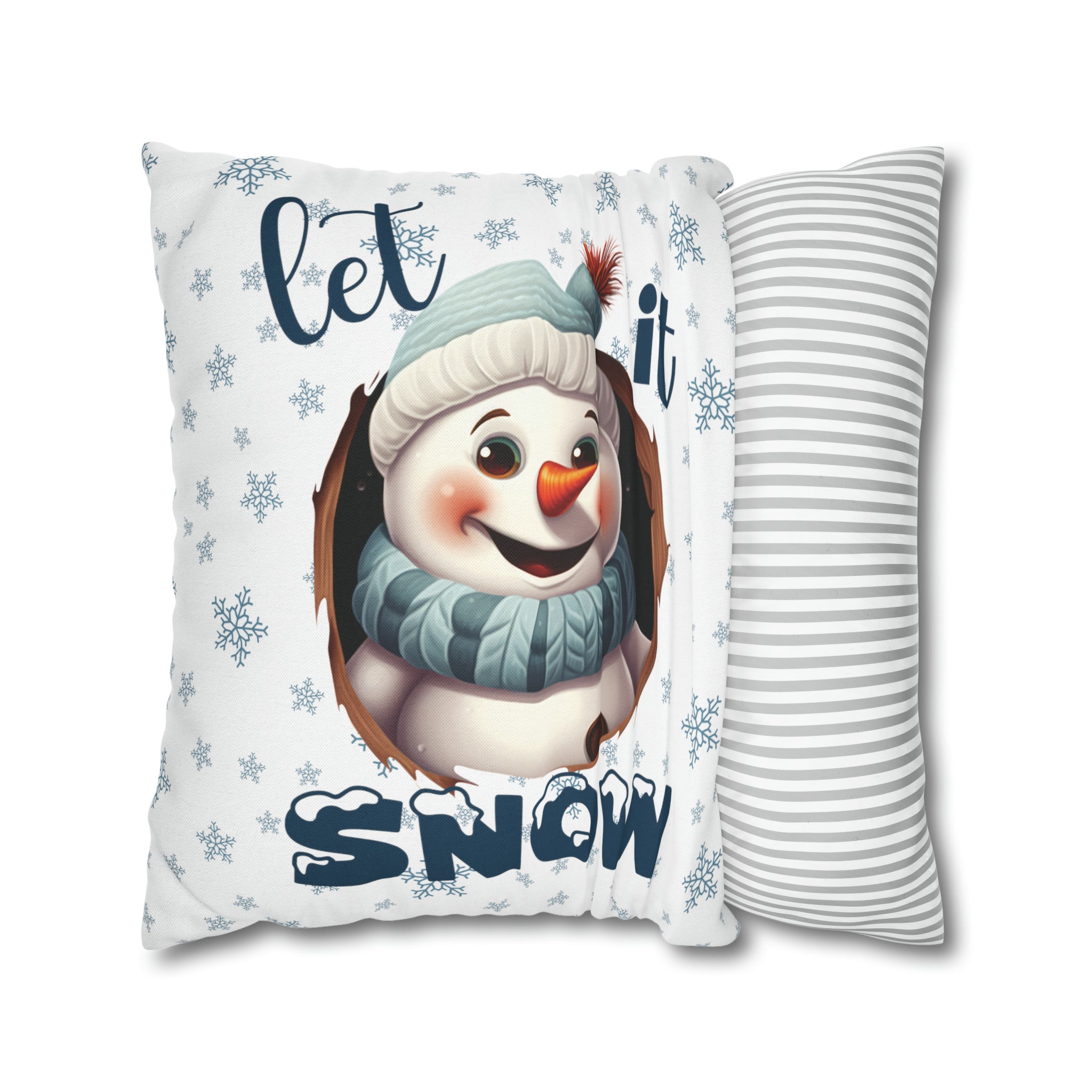 Winter Throw Pillow Cover, Throw Pillow Case, Winter Theme, Snowman, Let it Snow, Square Pillow Case, Snowman 1