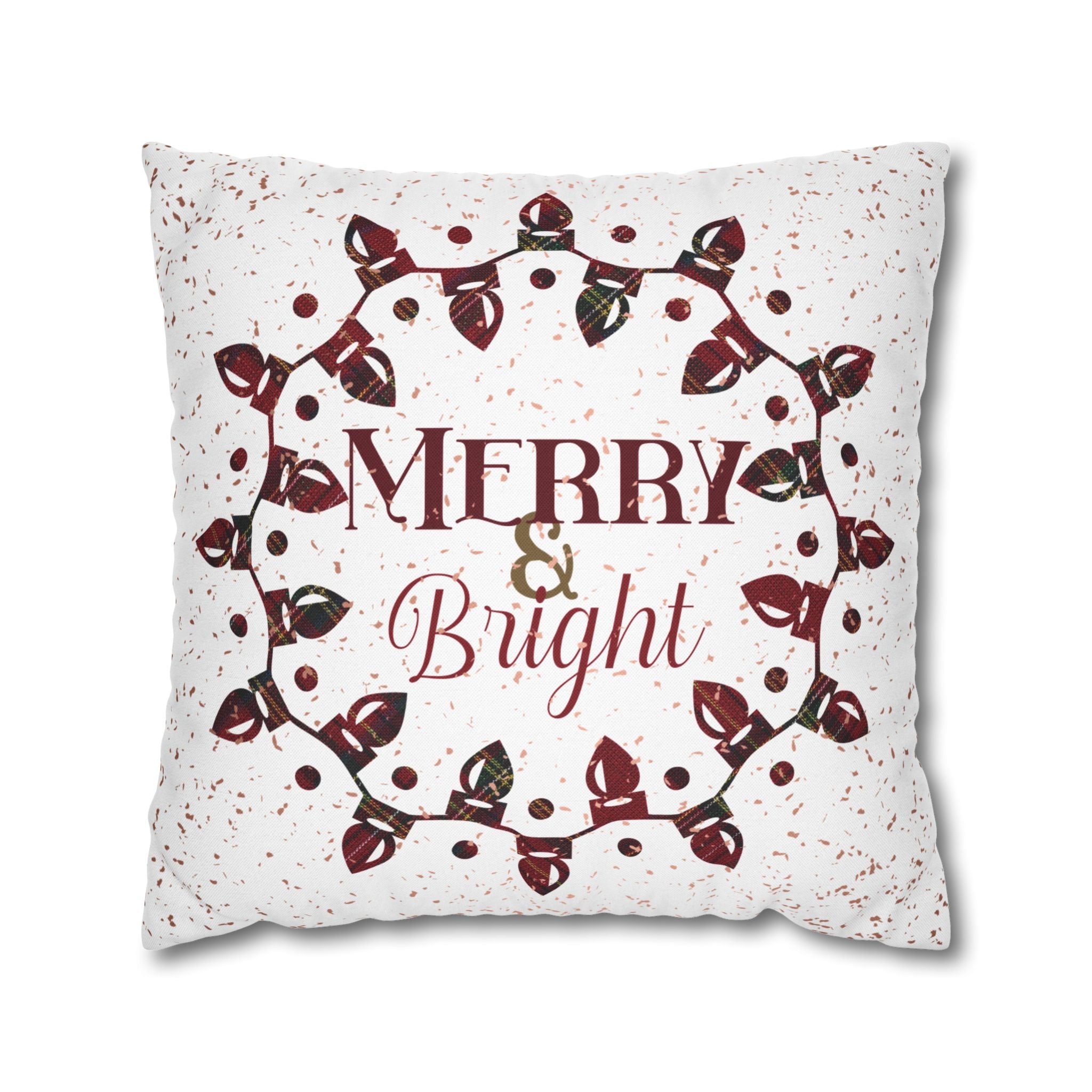 Merry & Bright Christmas Lights, Plaid Red, Throw Pillow Case