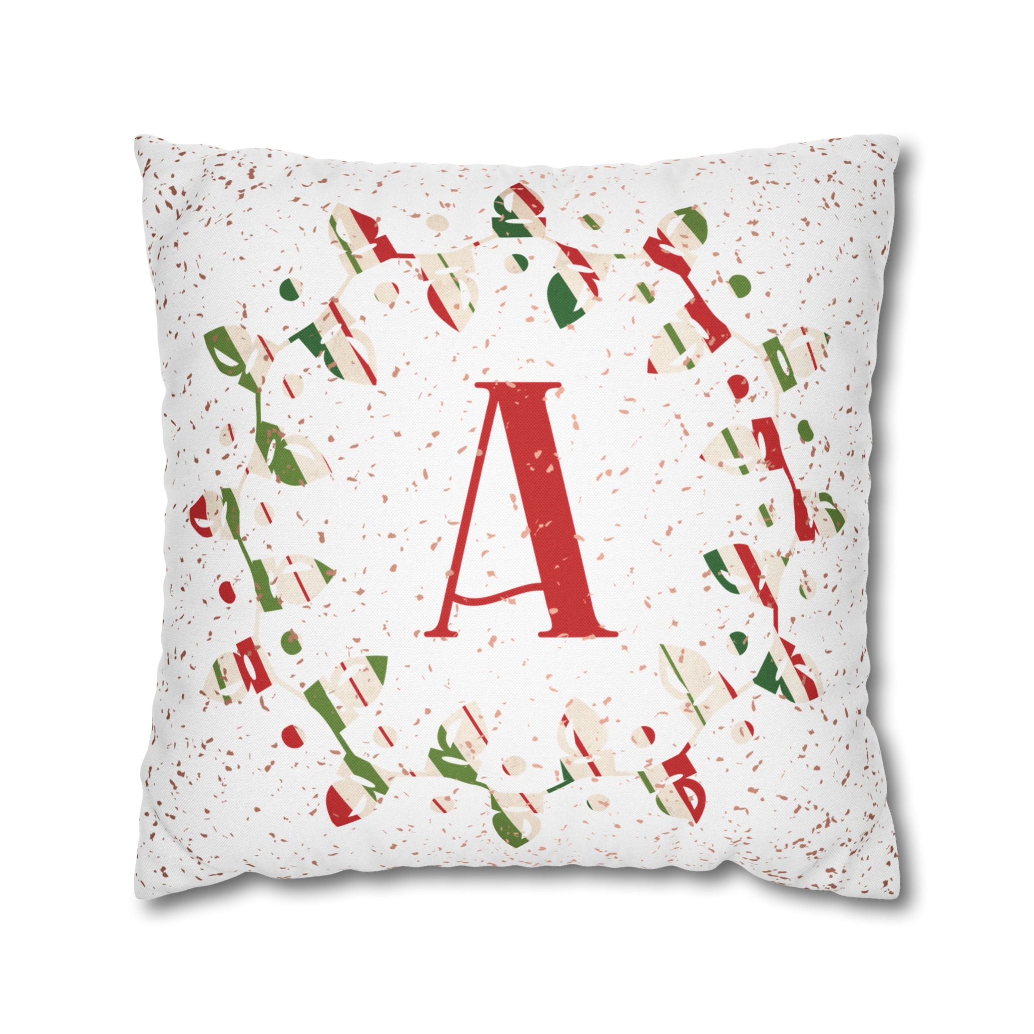 Monogram Christmas Lights, Personalized Monogram, Striped Wrapping Paper, Throw Pillow Case