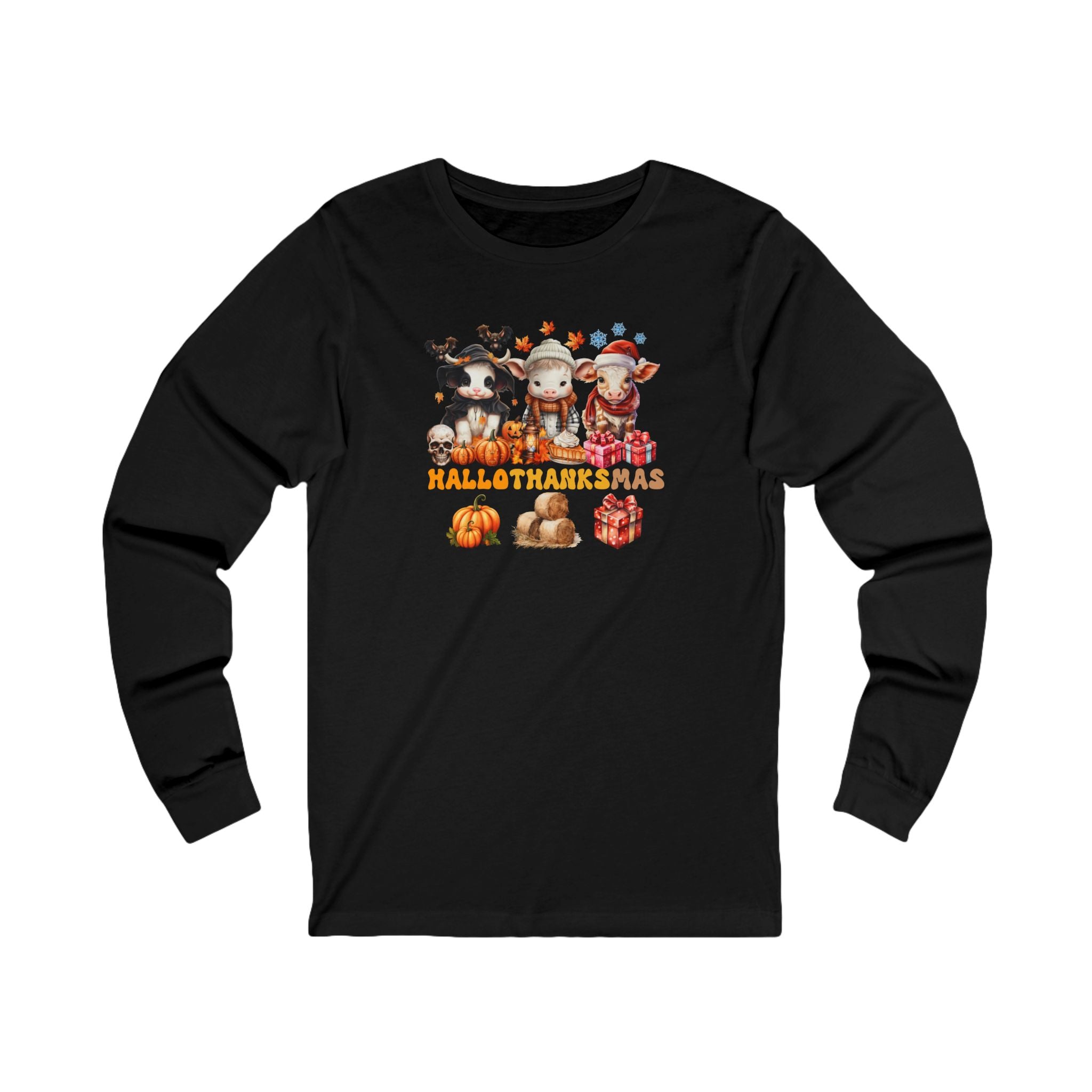 Spooky to Jolly - All-Season Celebration HalloThanksMas Tee (1), Unisex Jersey Long Sleeve Tee