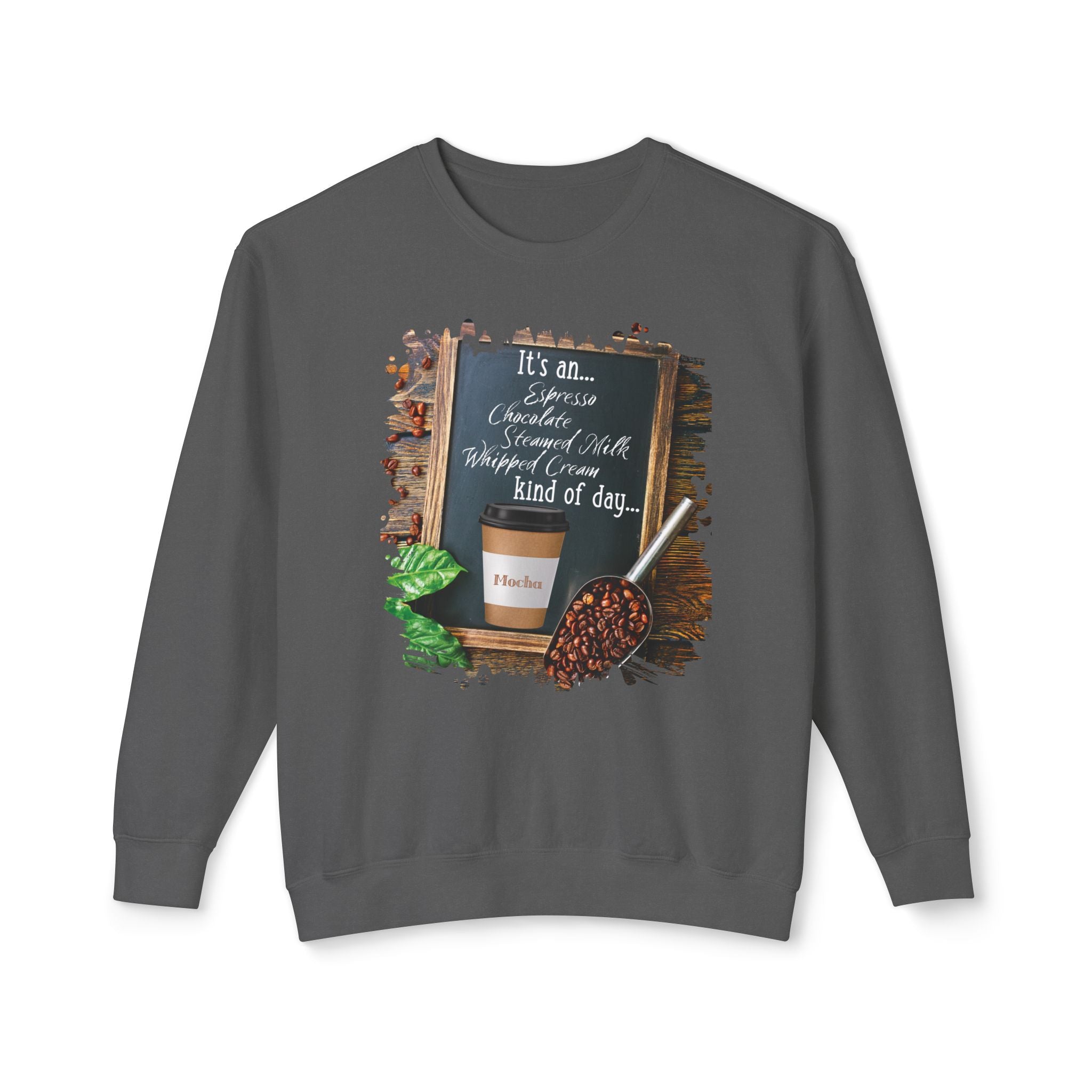 Mocha, Kind of Day, Unisex Lightweight Crewneck Sweatshirt