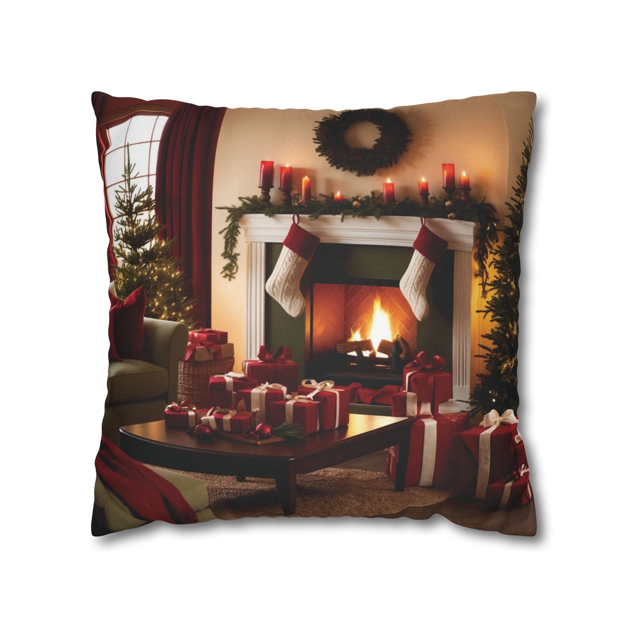 Cozy Holiday Home, Throw Pillow Case