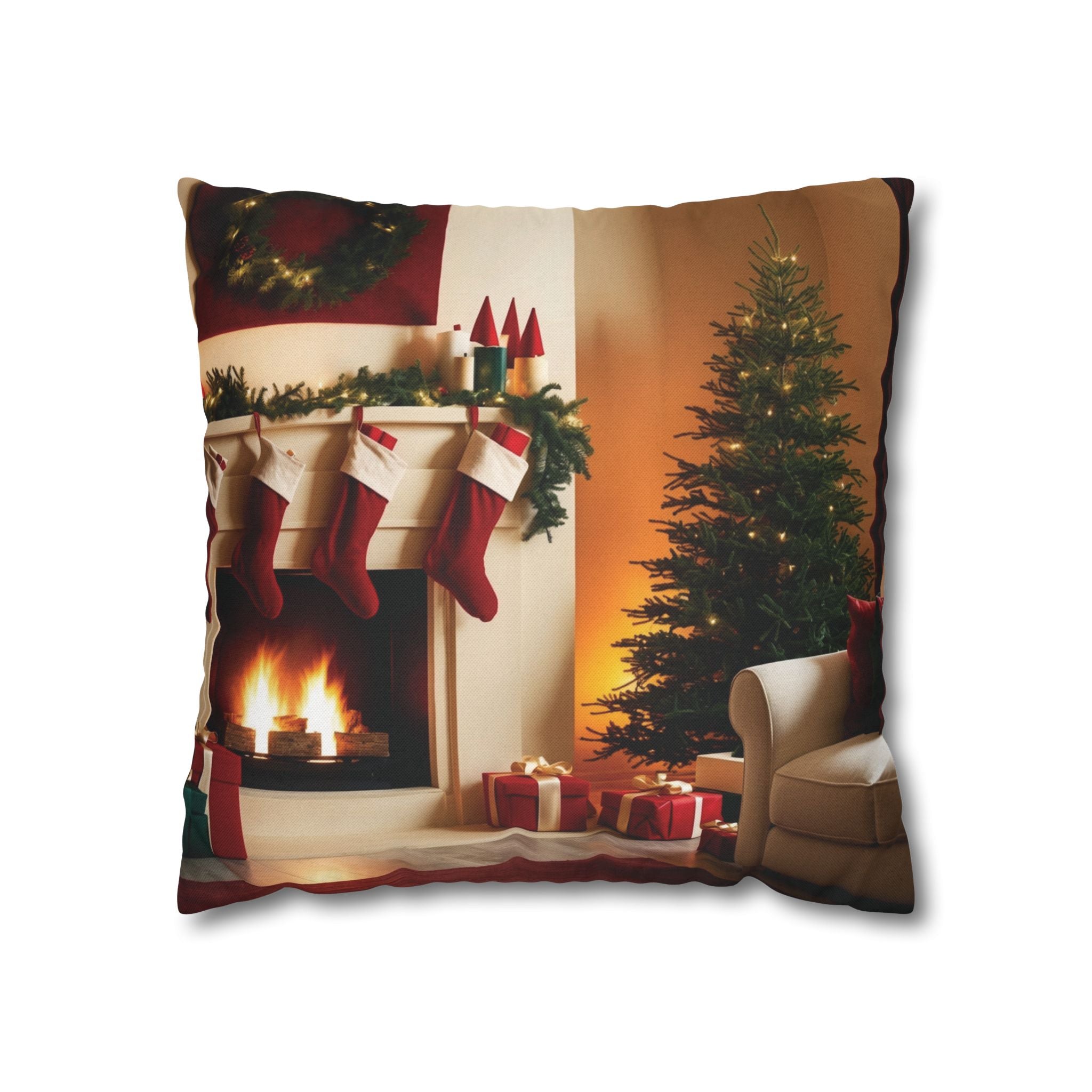 Cozy Holiday Home, Throw Pillow Case