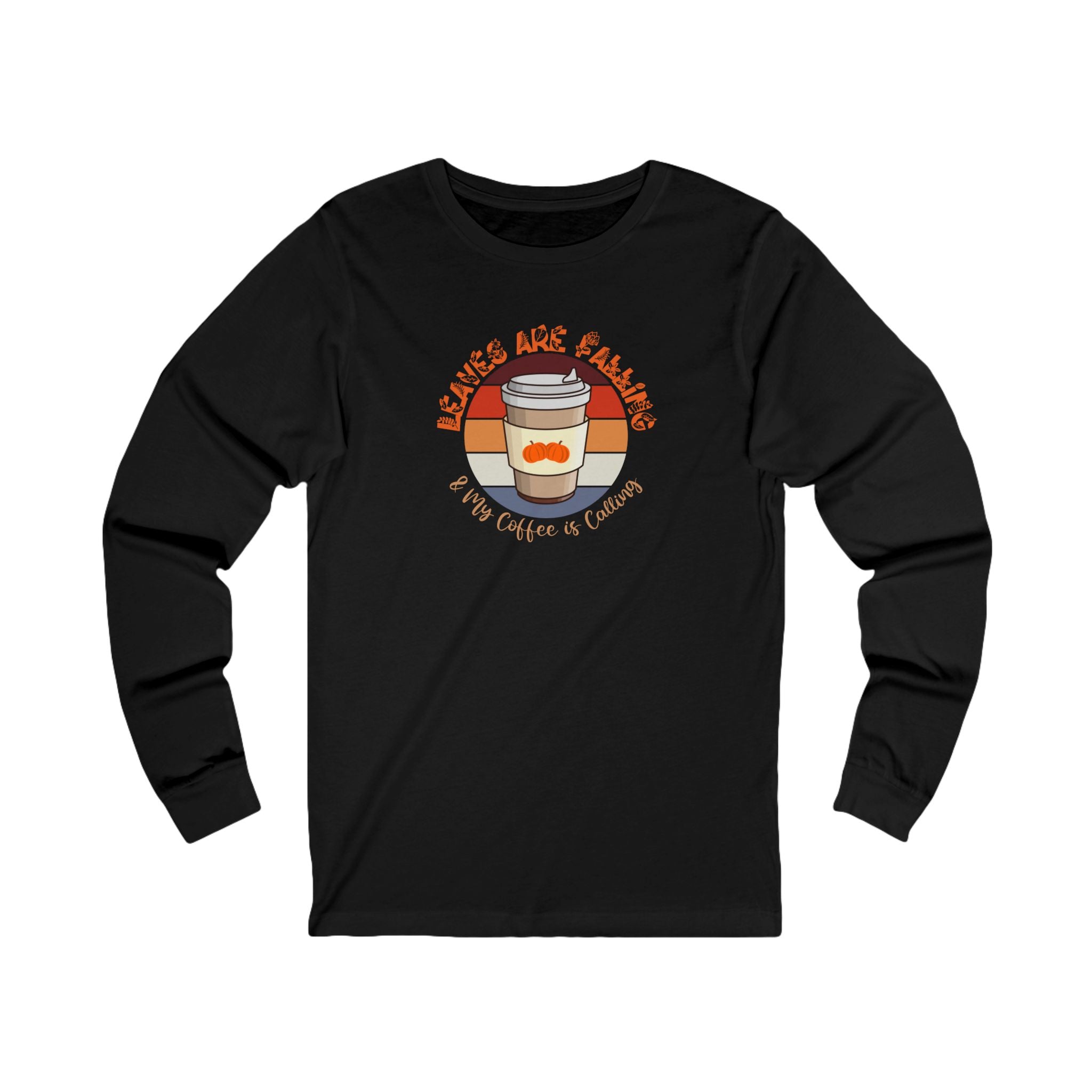 Autumn Brew Cozy Fall Coffee Lover’s Tee, Leaves, Unisex Jersey Long Sleeve Tee