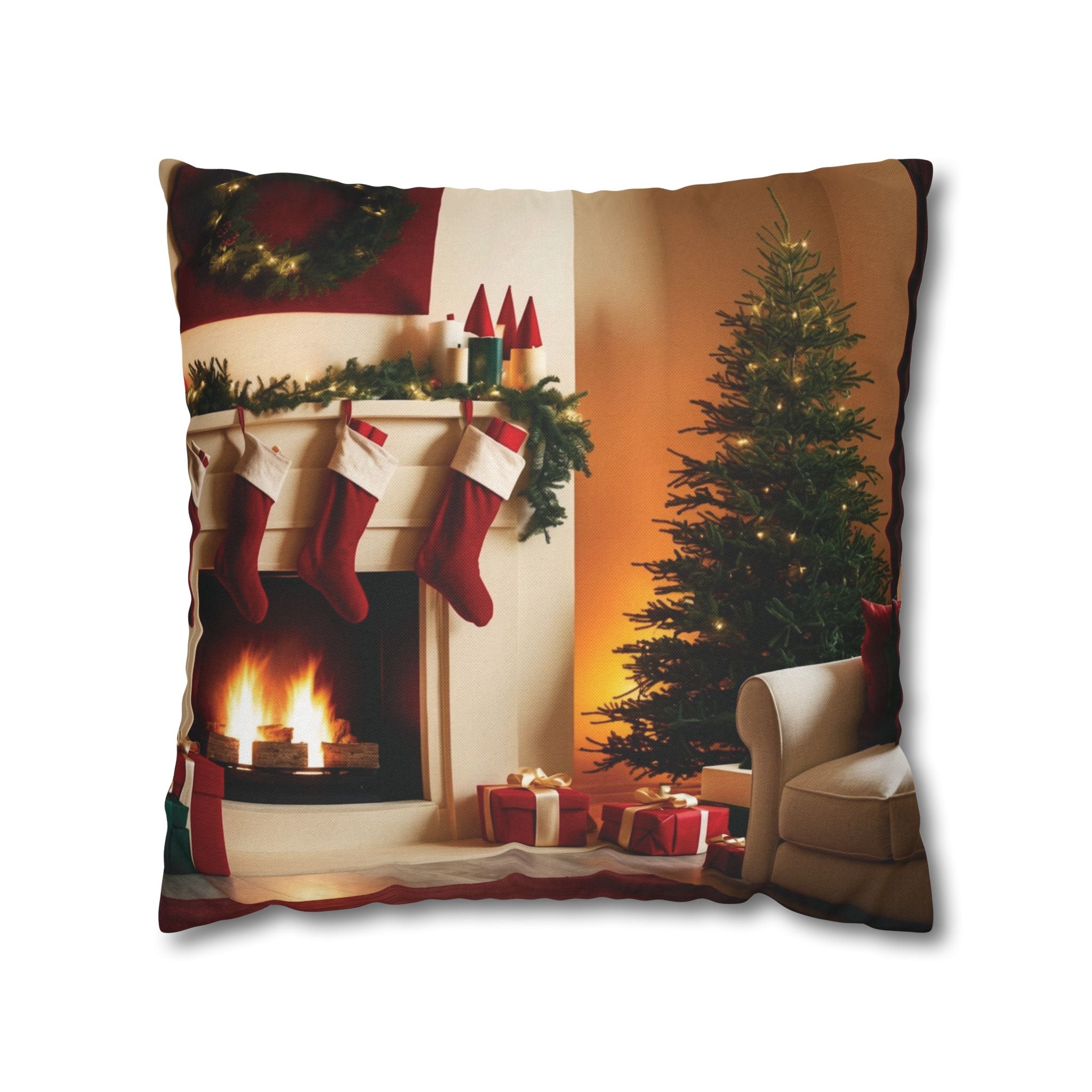 Cozy Holiday Home, Throw Pillow Case