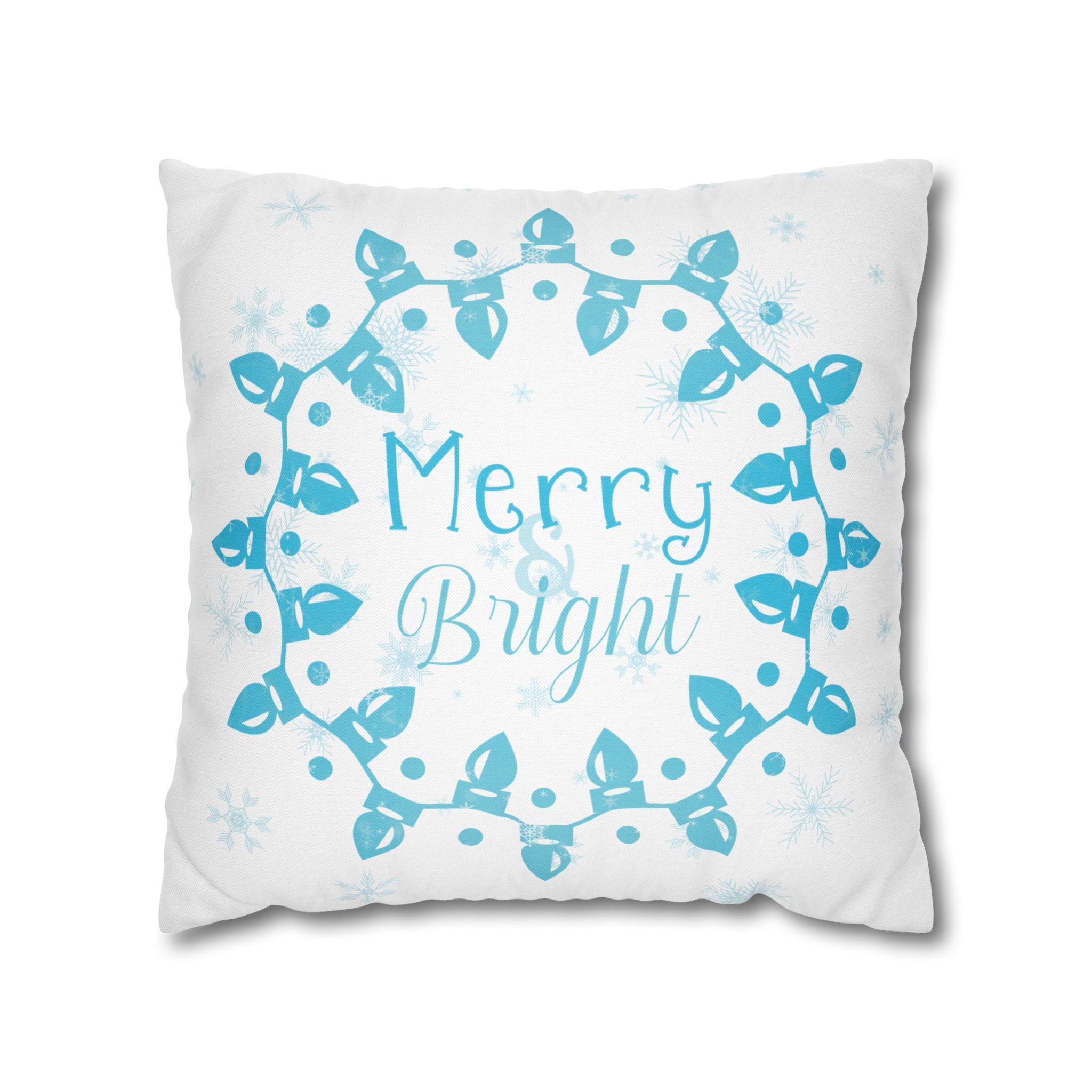 Merry & Bright Christmas Lights, Blue Lights, Throw Pillow Case