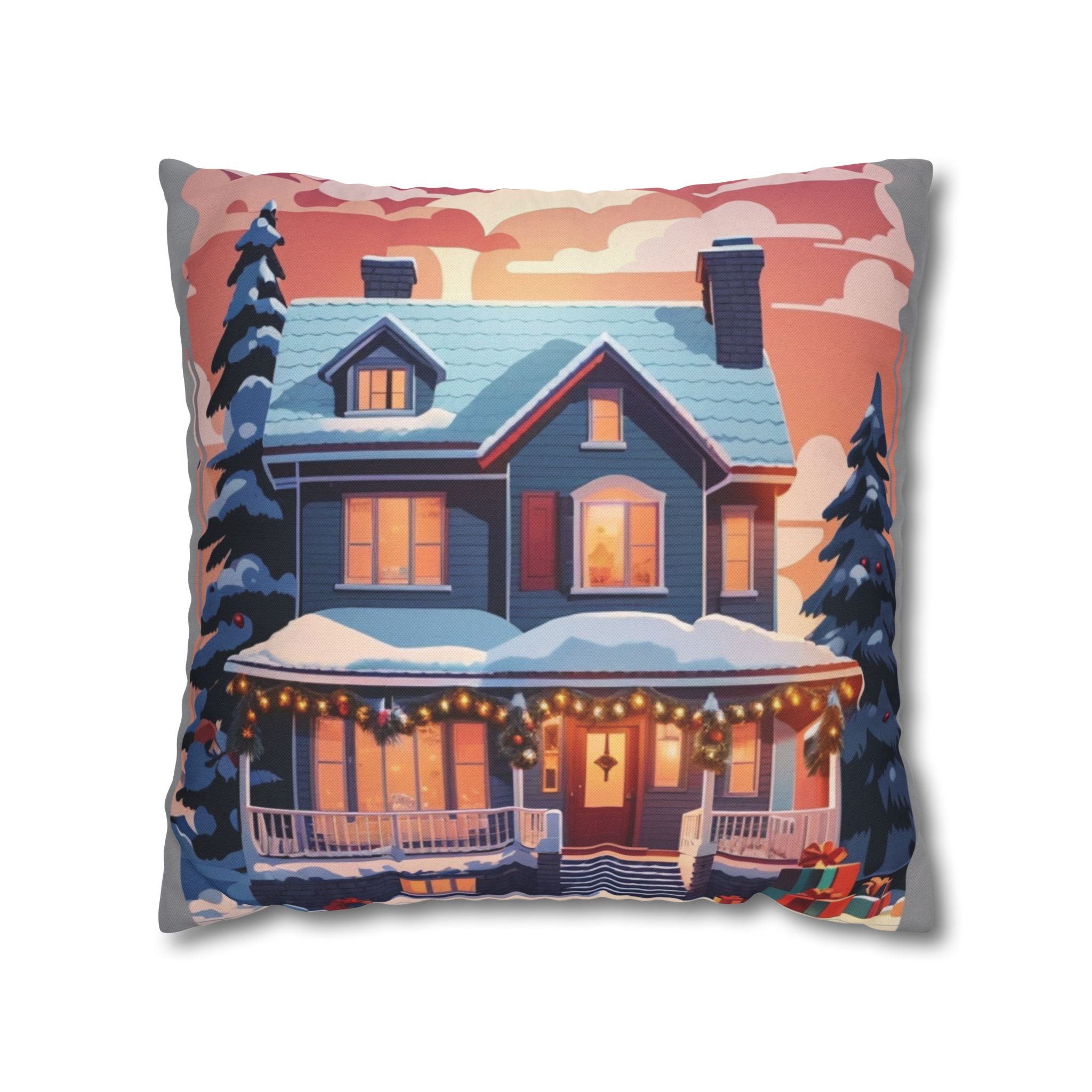 Vintage Holiday Home, Throw Pillow Case